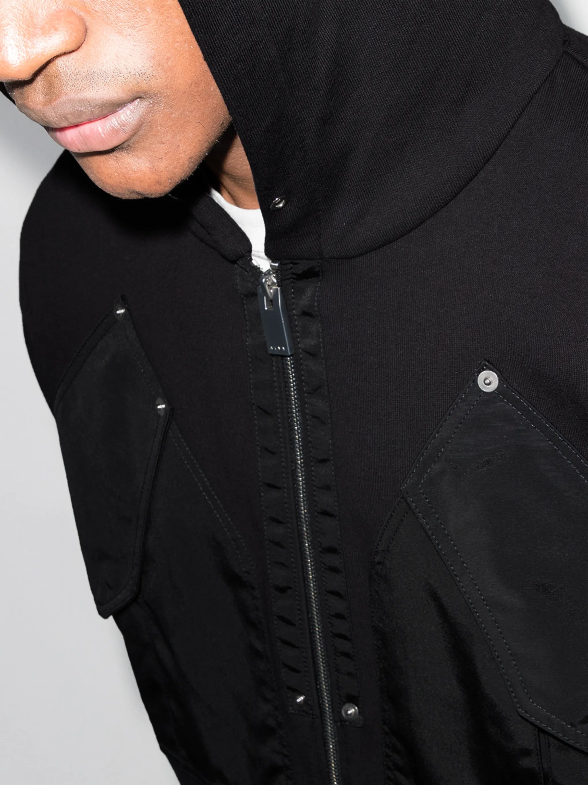 panelled zip-up hoodie