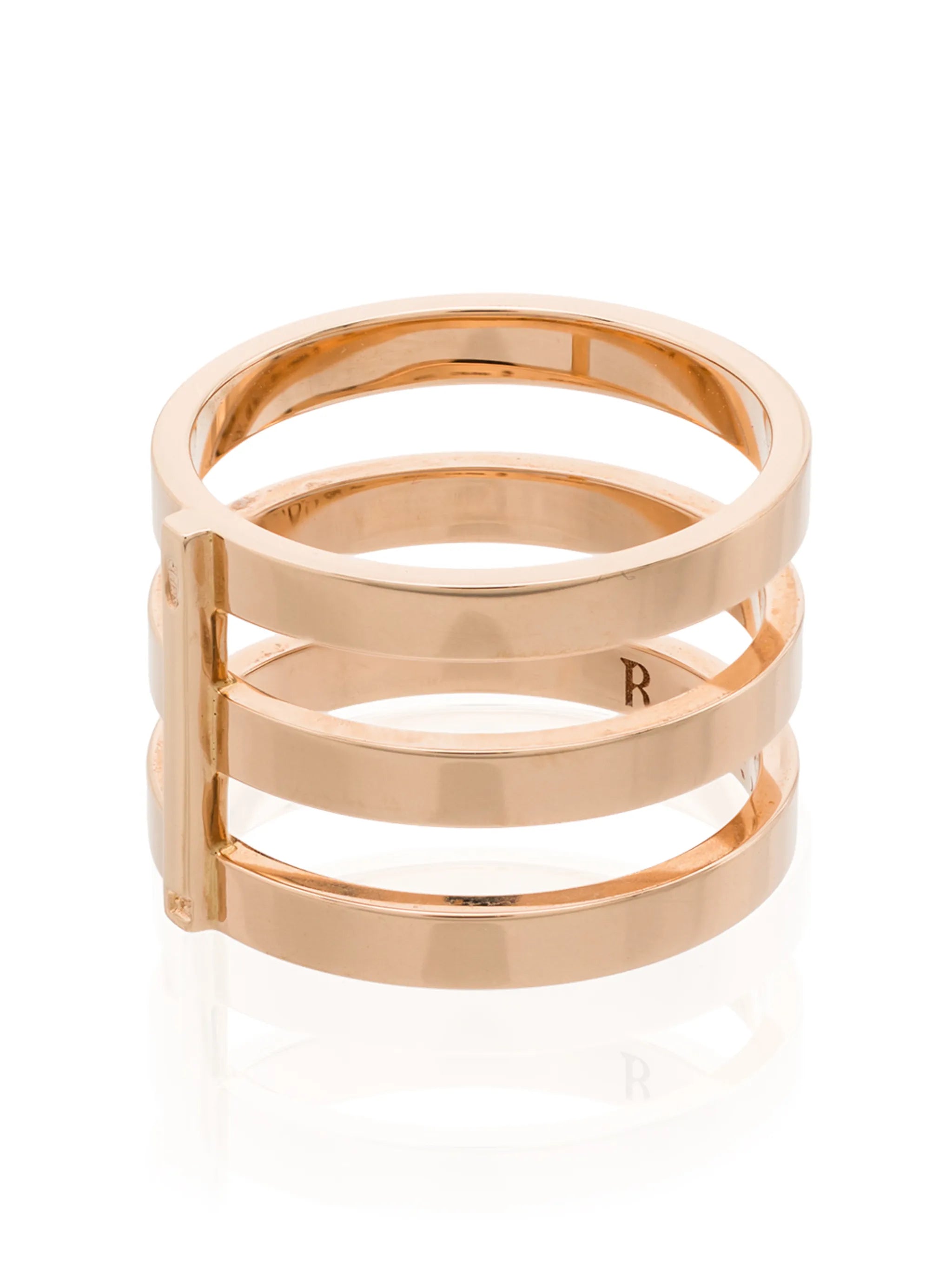 18kt rose gold triple row ring