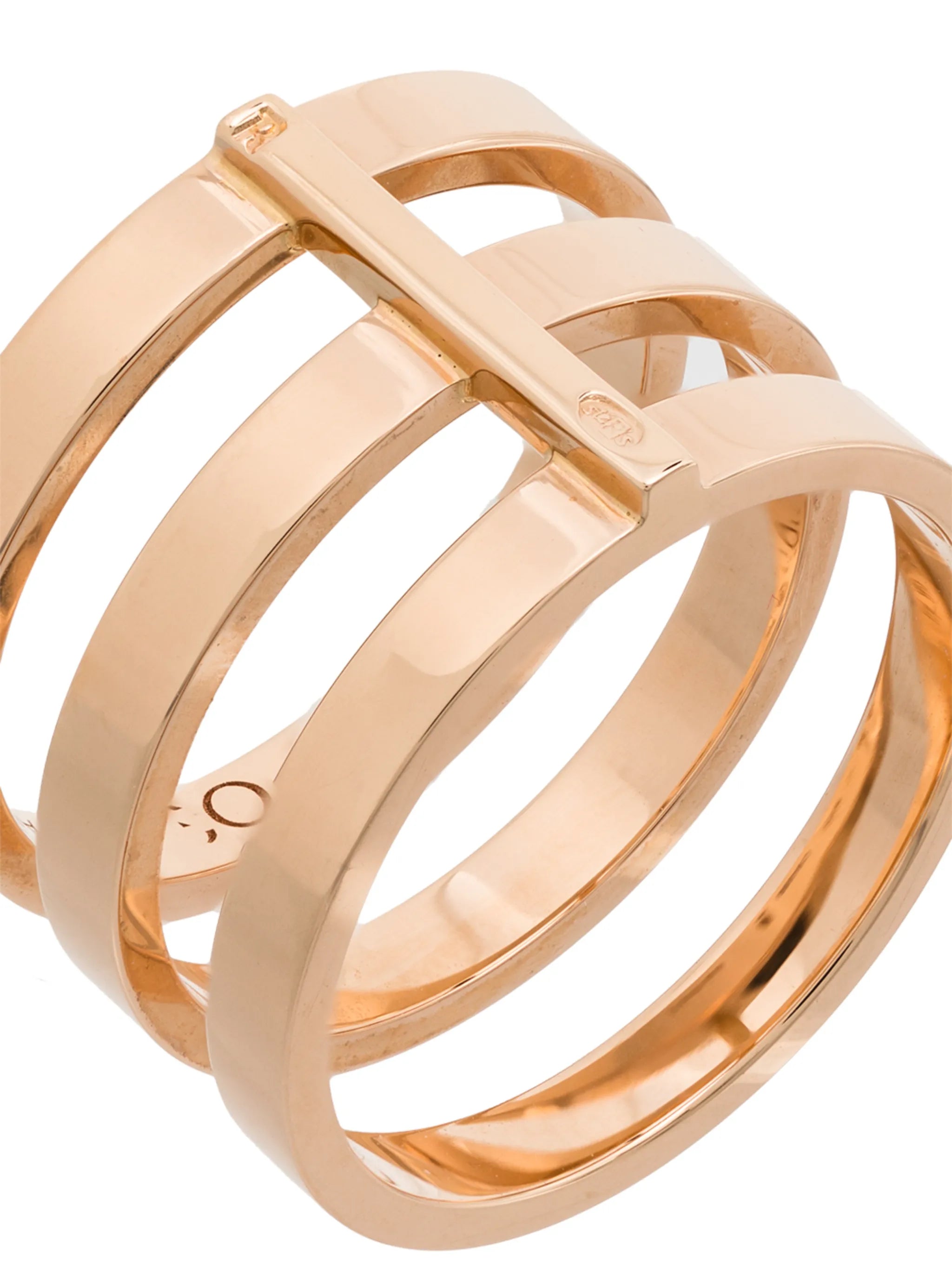 18kt rose gold triple row ring