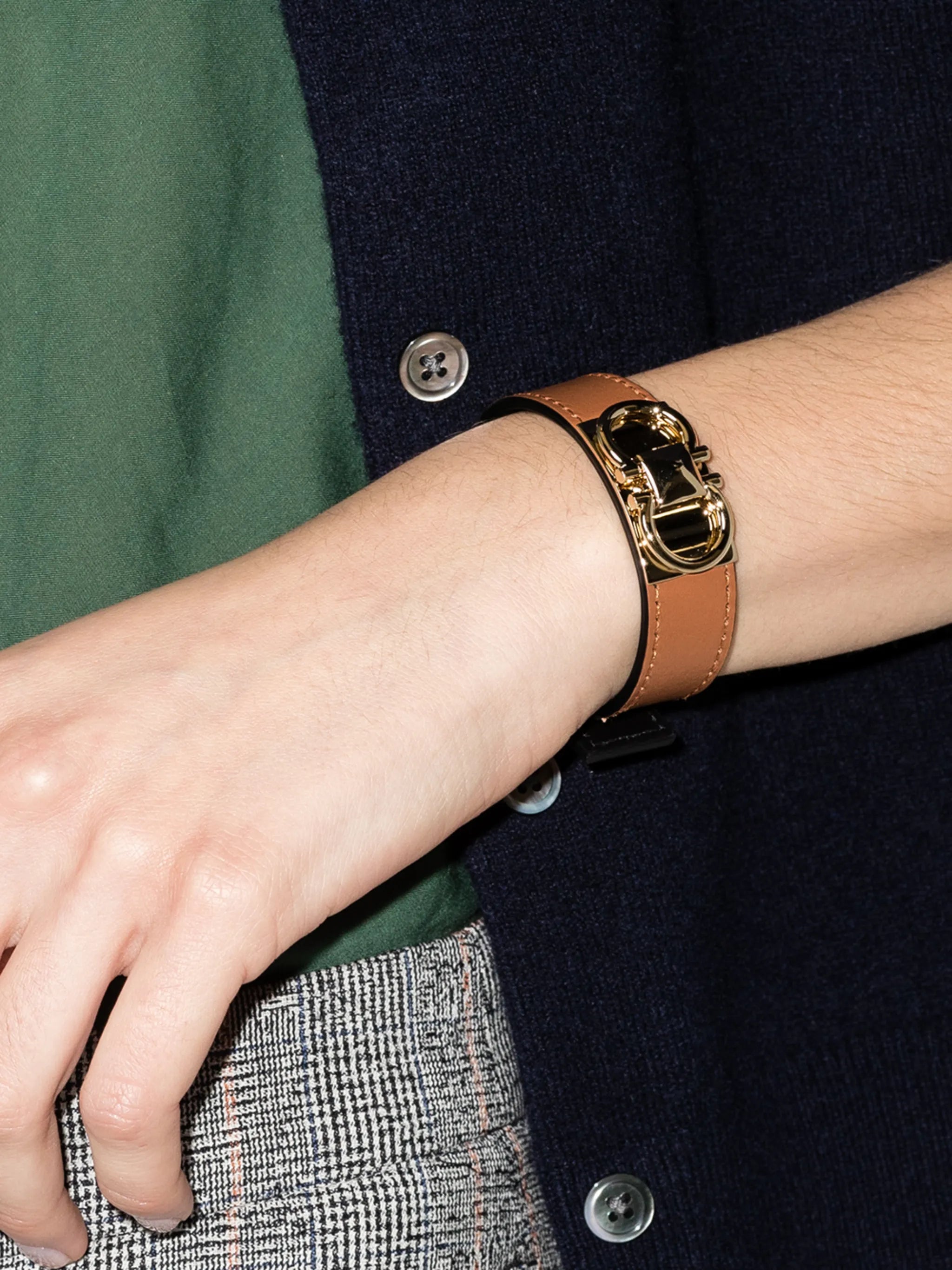 Gancini detail leather bracelet