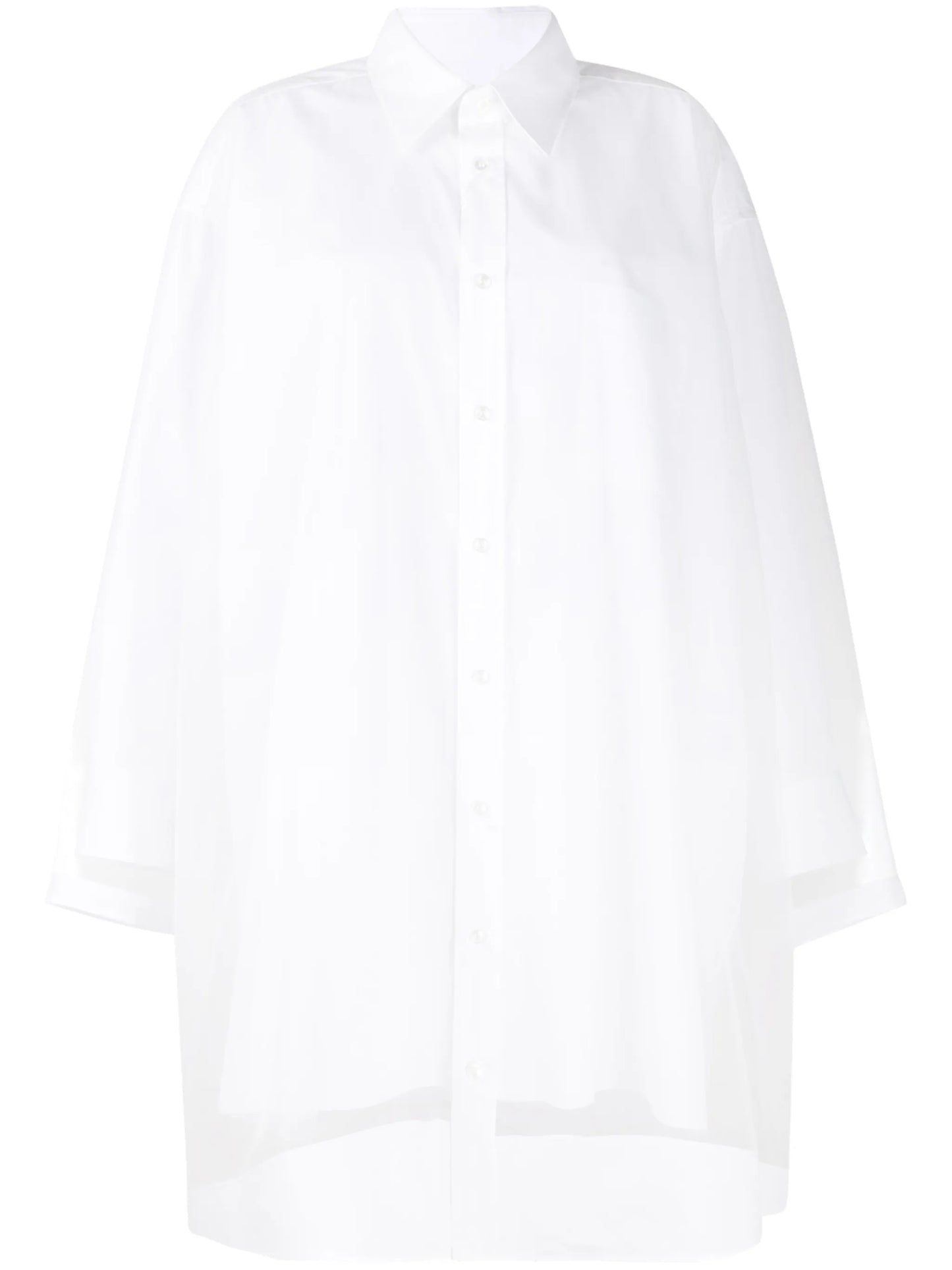 sheer-panel shirt dress
