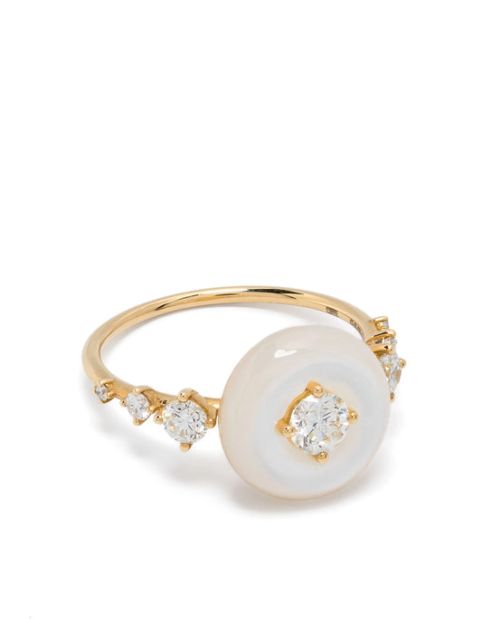 18kt yellow gold Orbit diamond and tagua ring