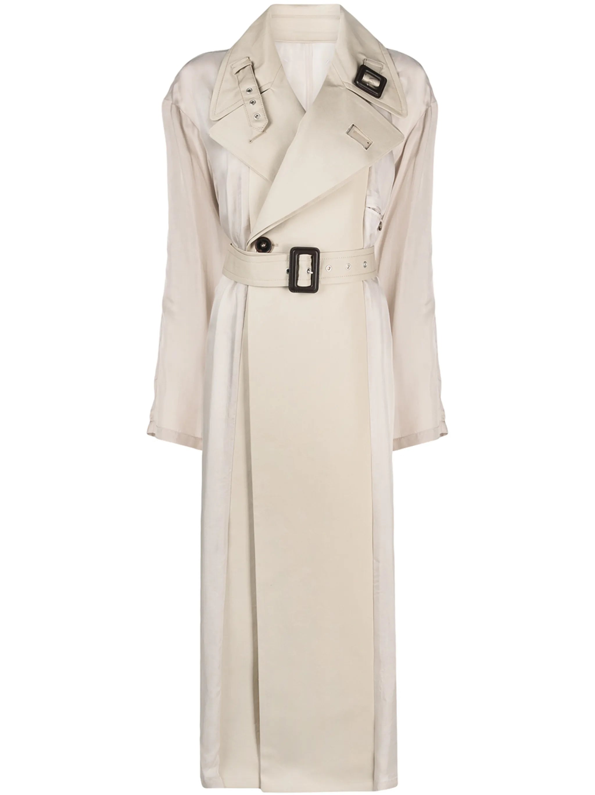 peak-lapel belted-waist coat