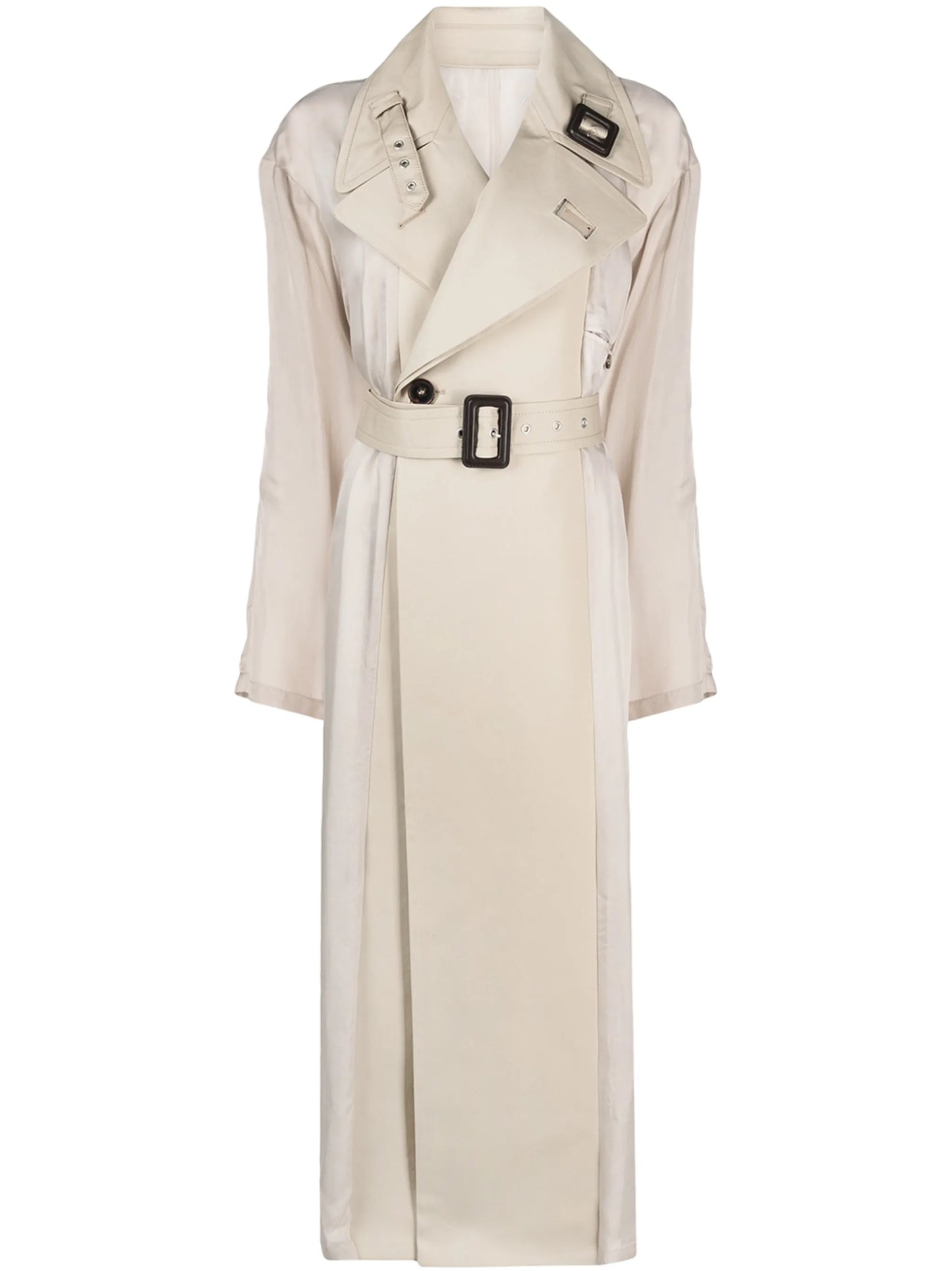 peak-lapel belted-waist coat