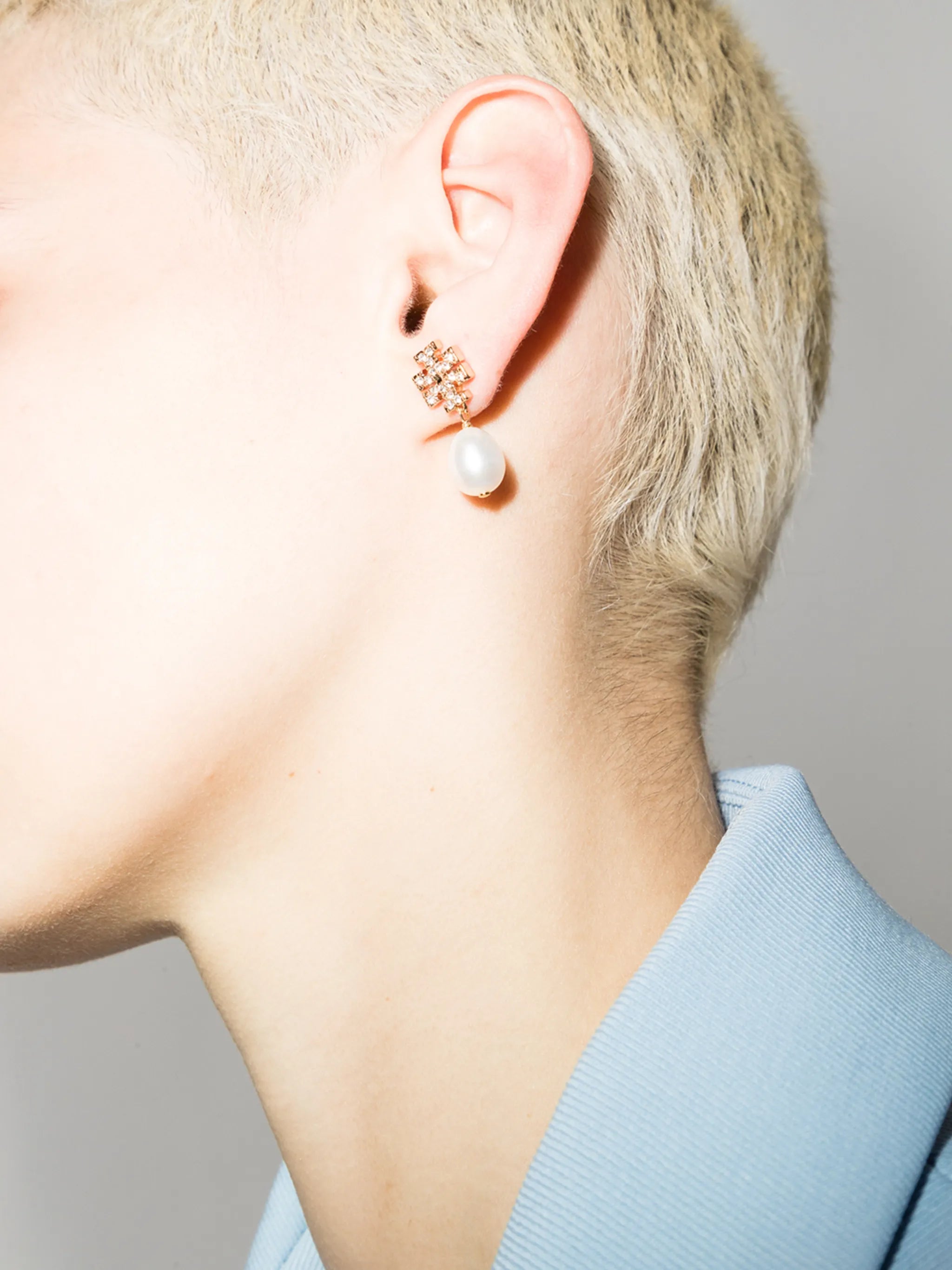 Kira pavé pearl drop earrings