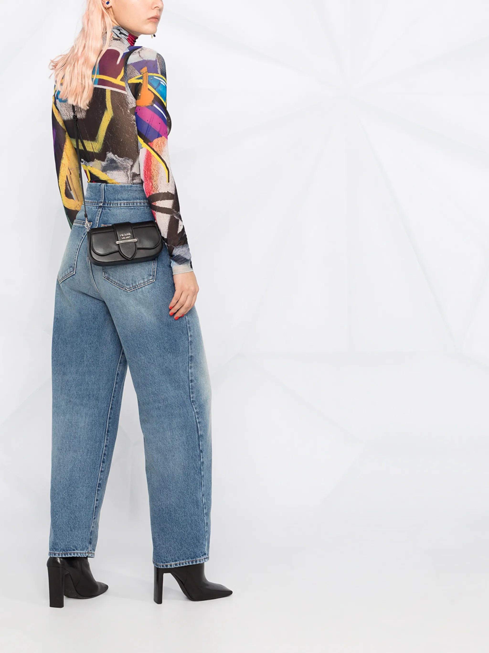 high rise tapered jeans