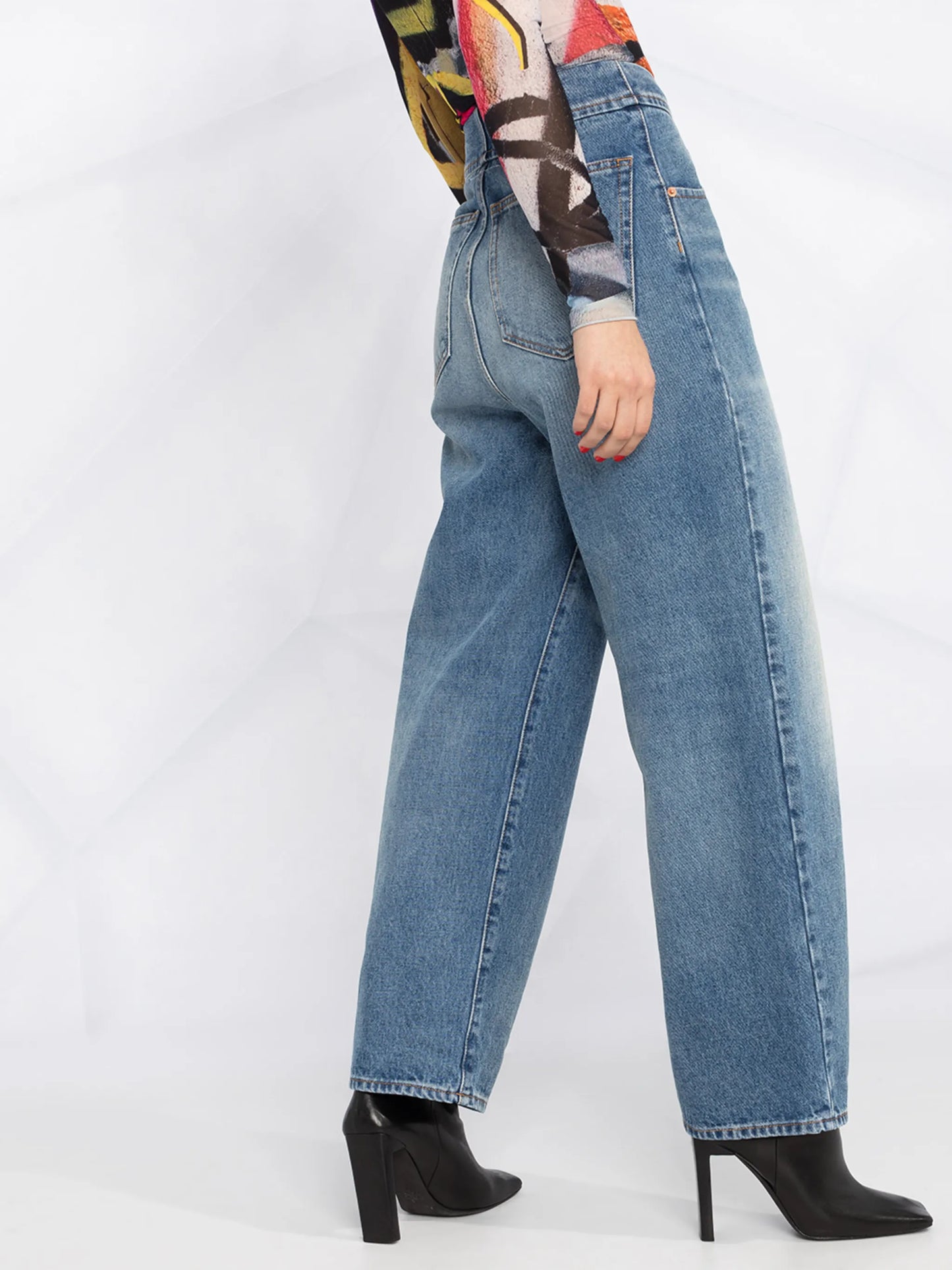 high rise tapered jeans