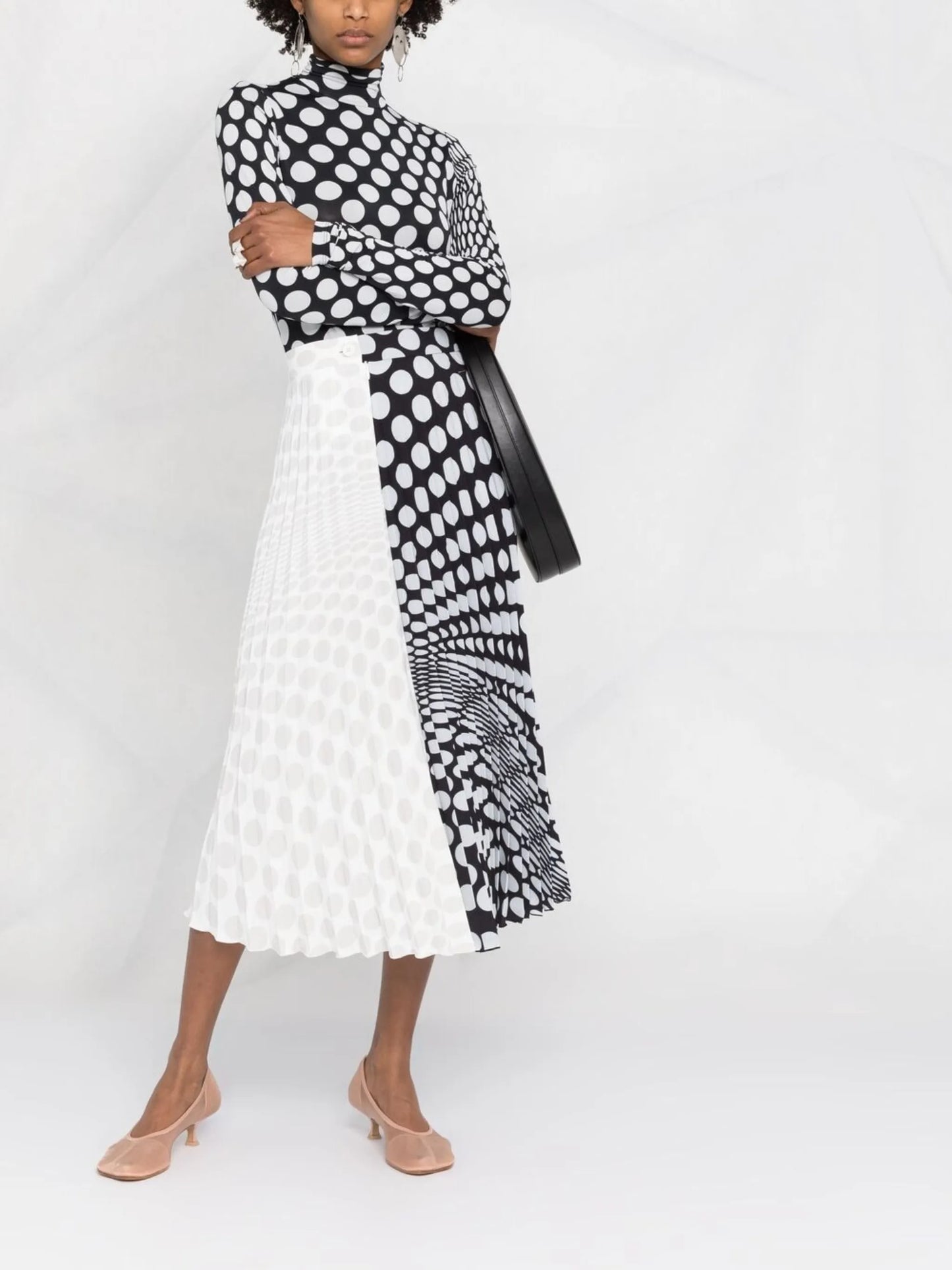 polka-dot midi skirt
