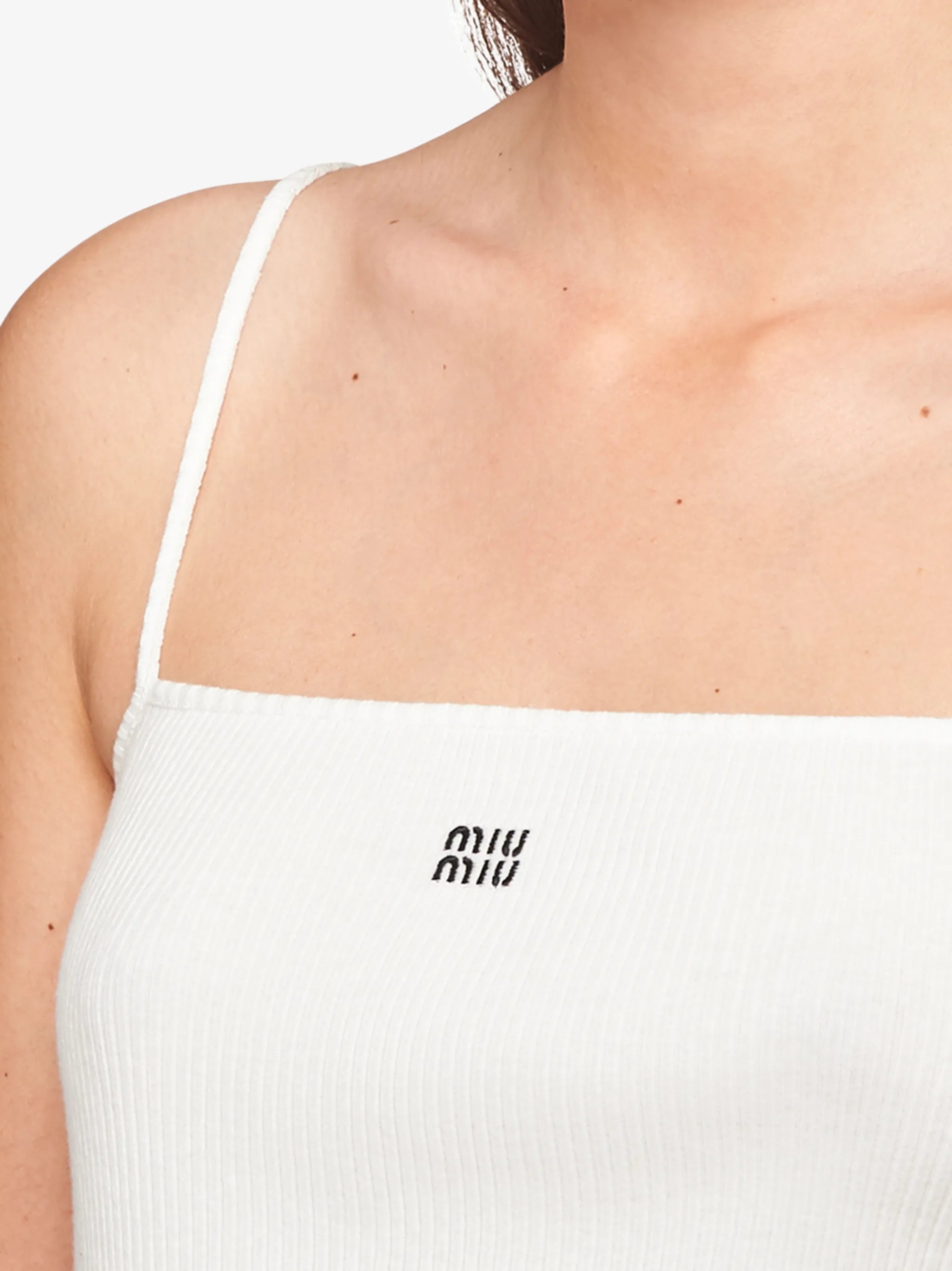 embroidered logo ribbed top