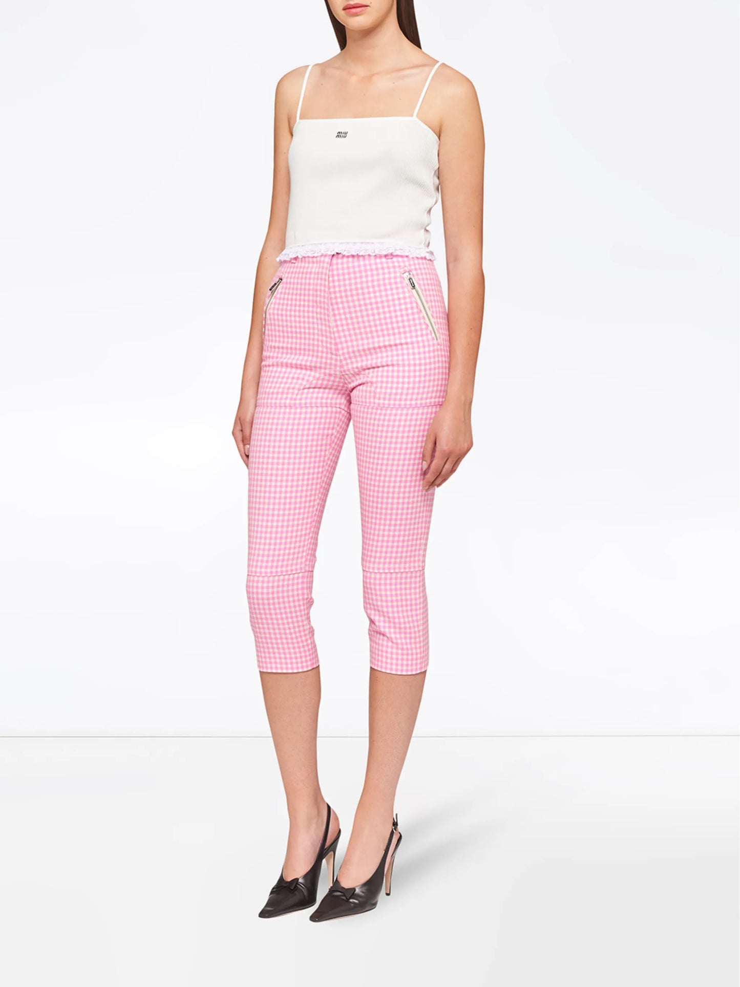 embroidered logo ribbed top