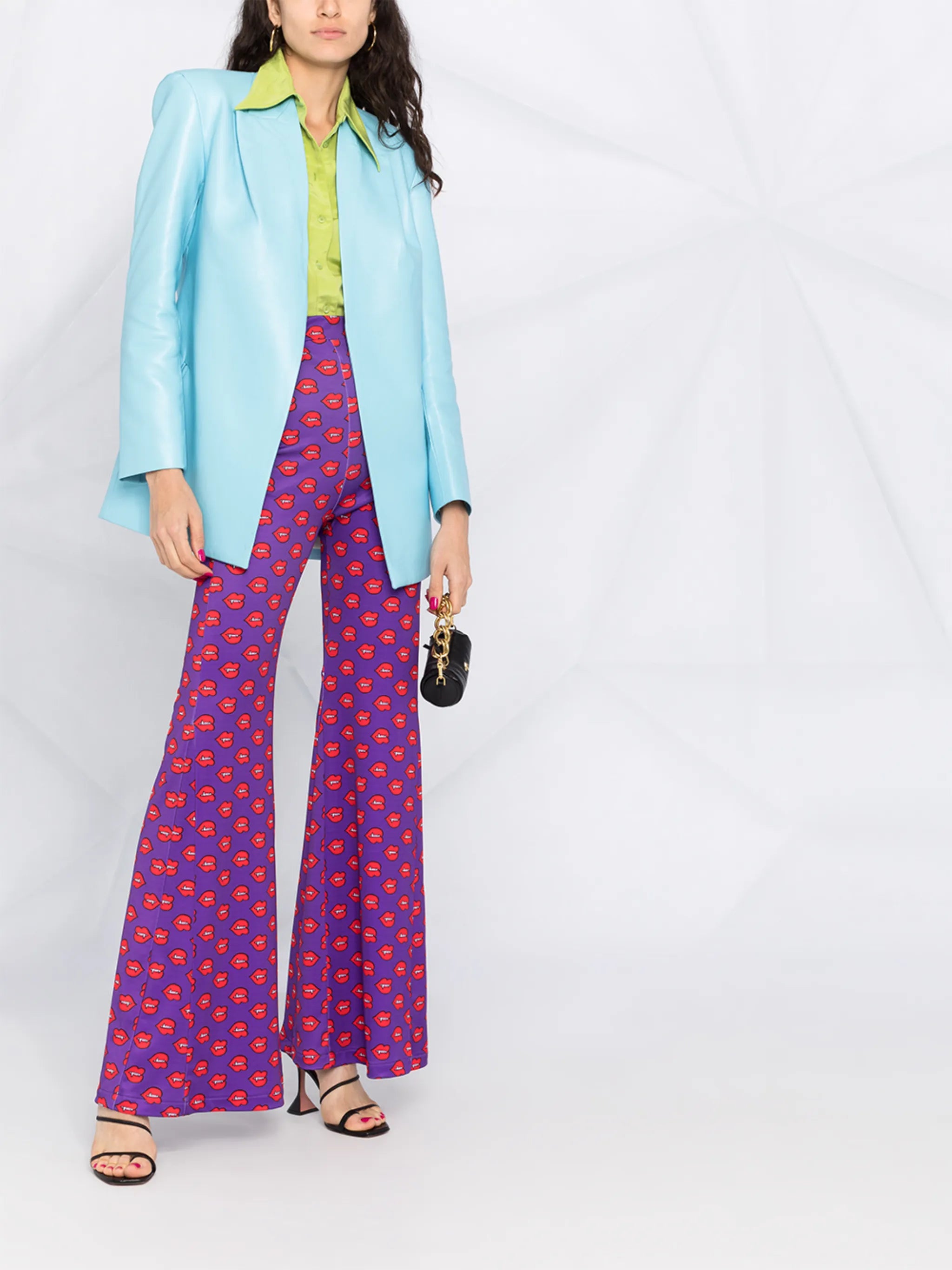 fangs print flared hem pants