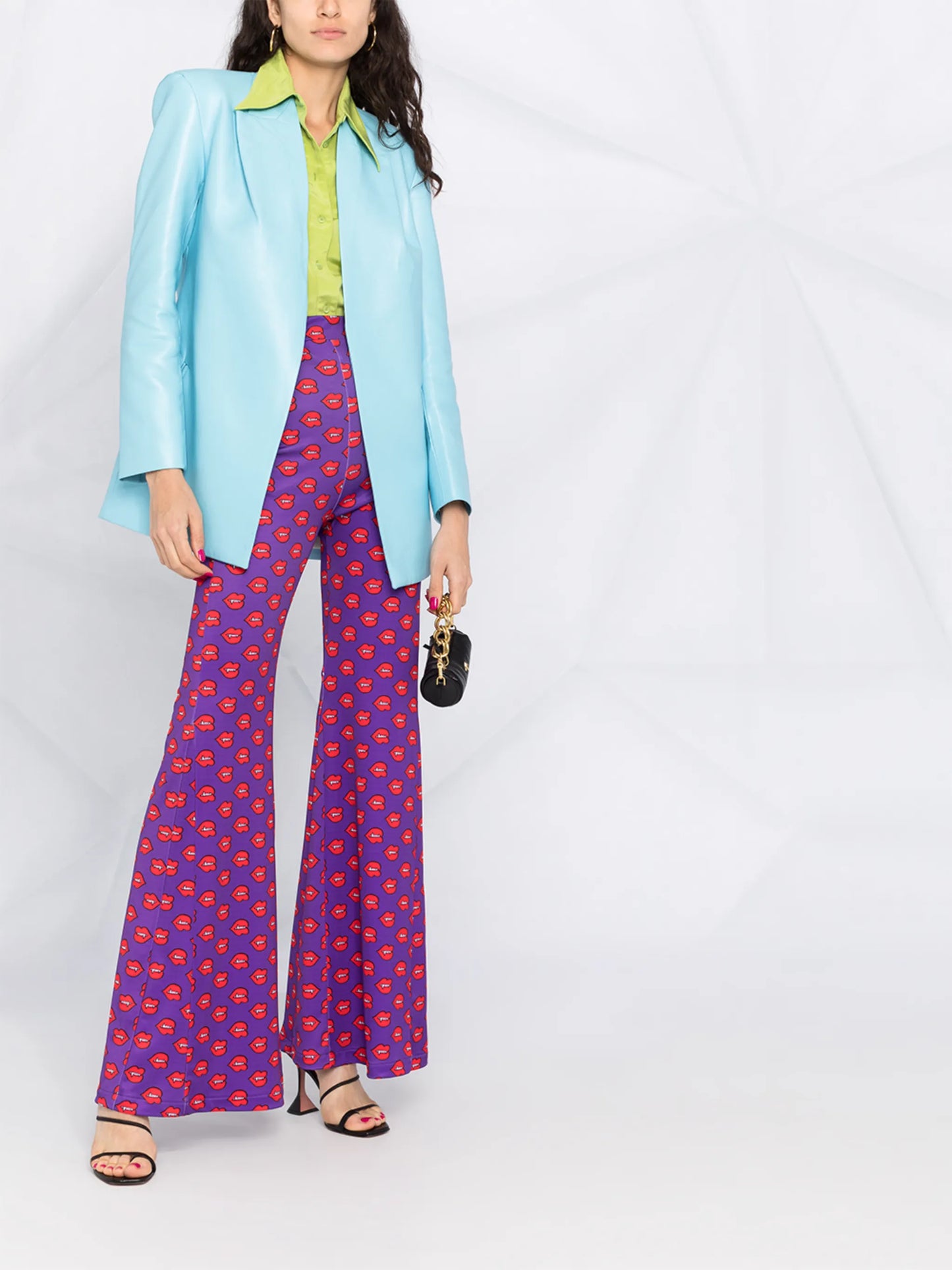 fangs print flared hem pants
