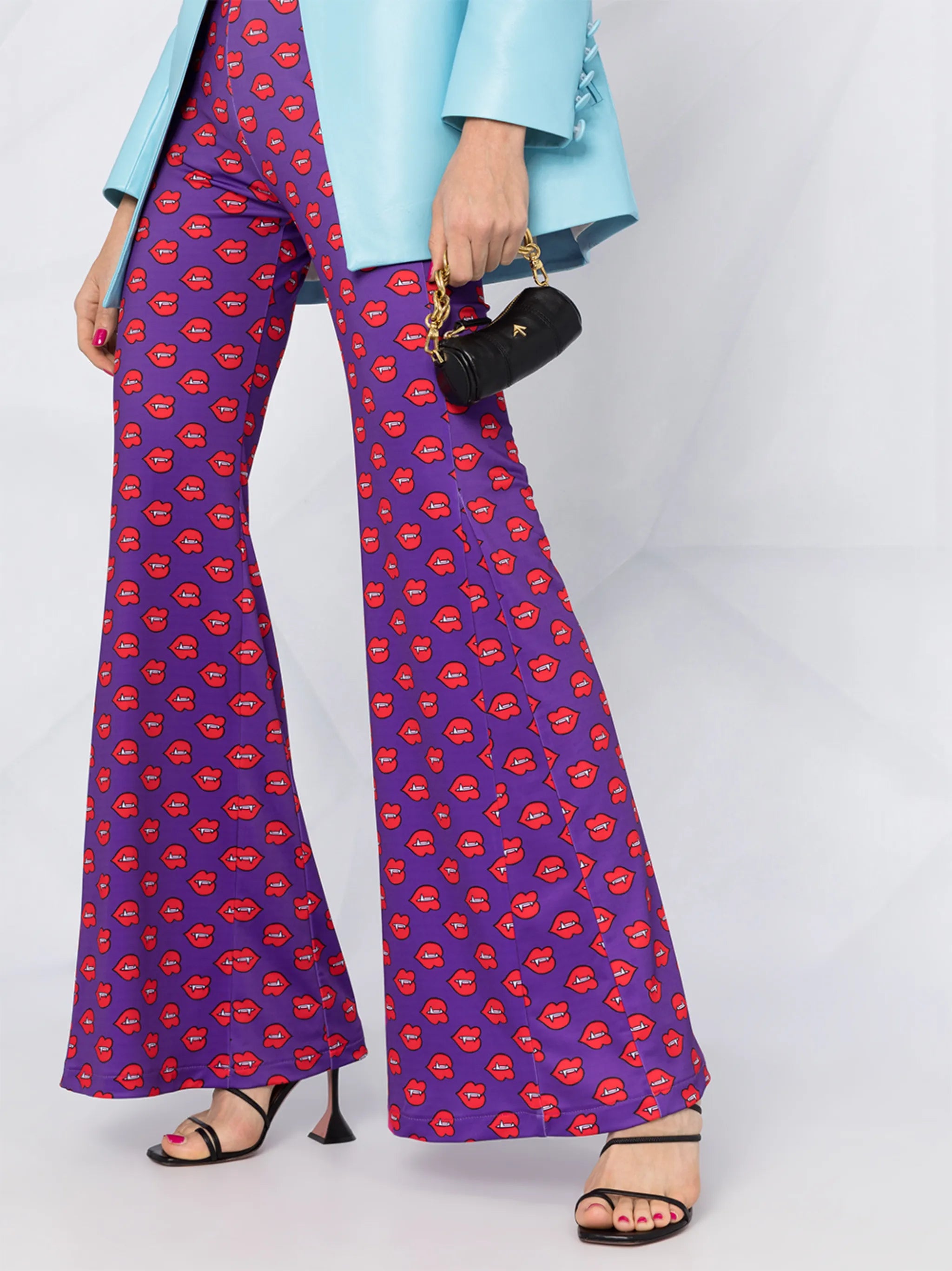 fangs print flared hem pants
