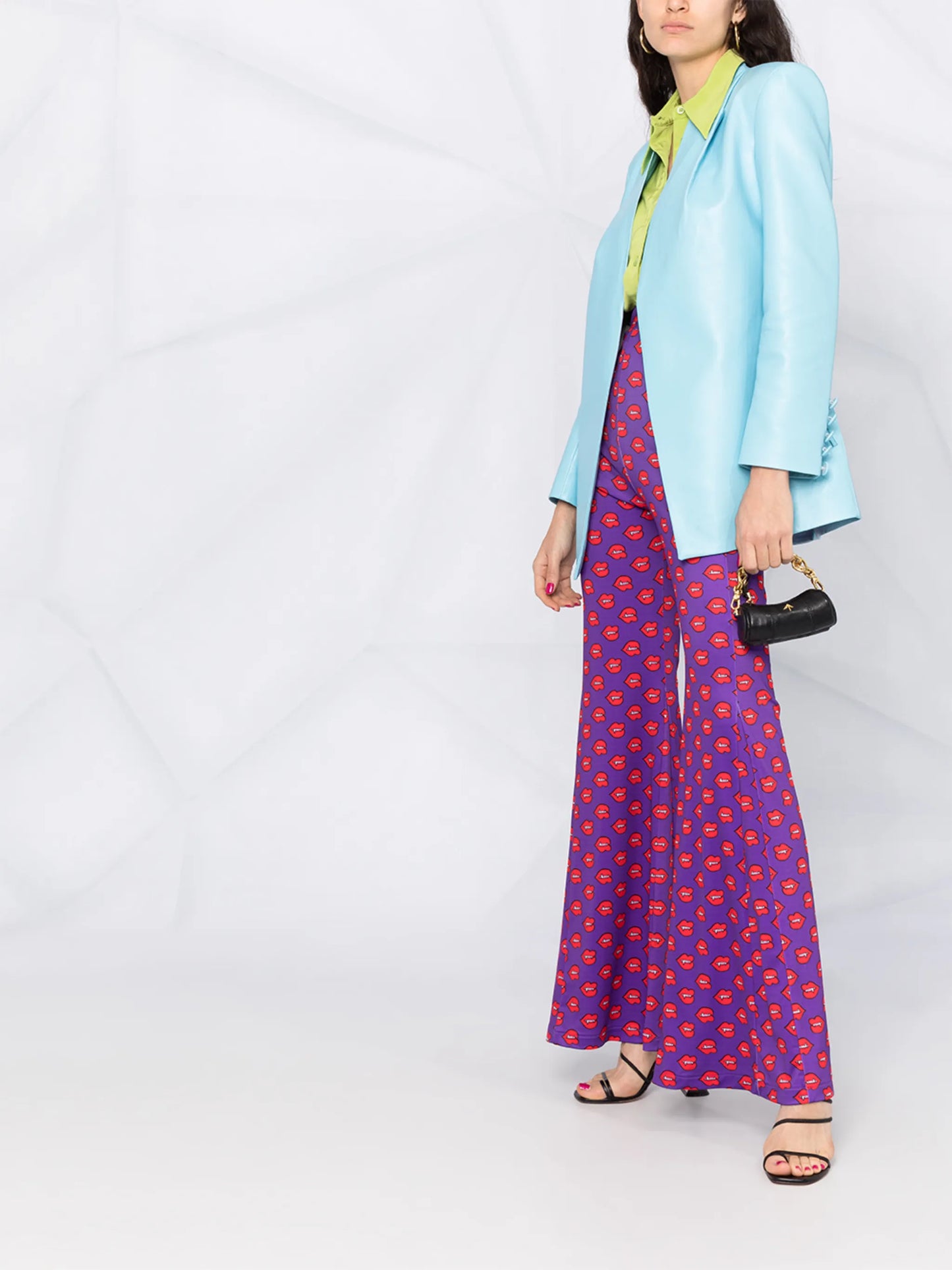 fangs print flared hem pants