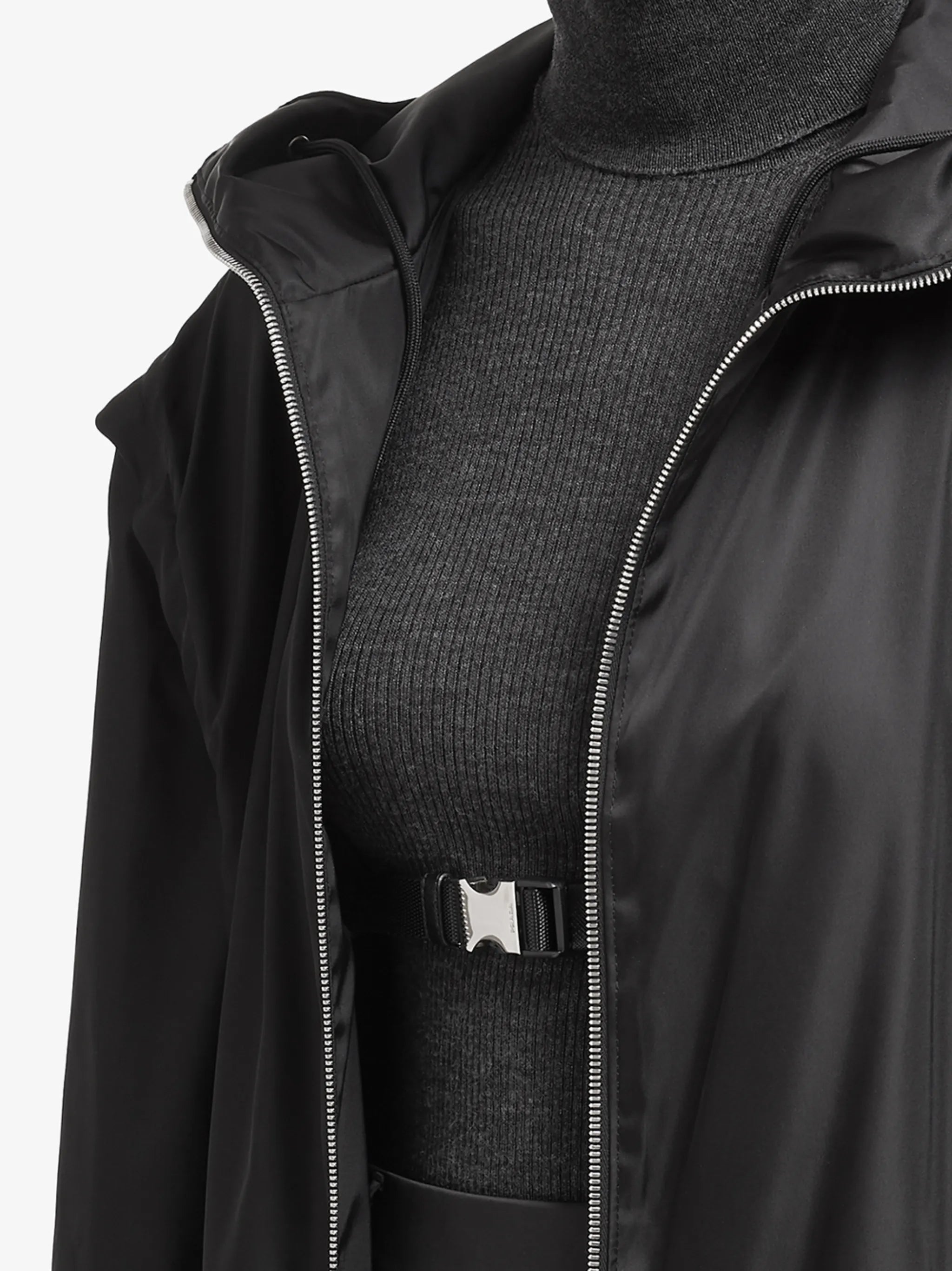 drop-shoulder hooded coat