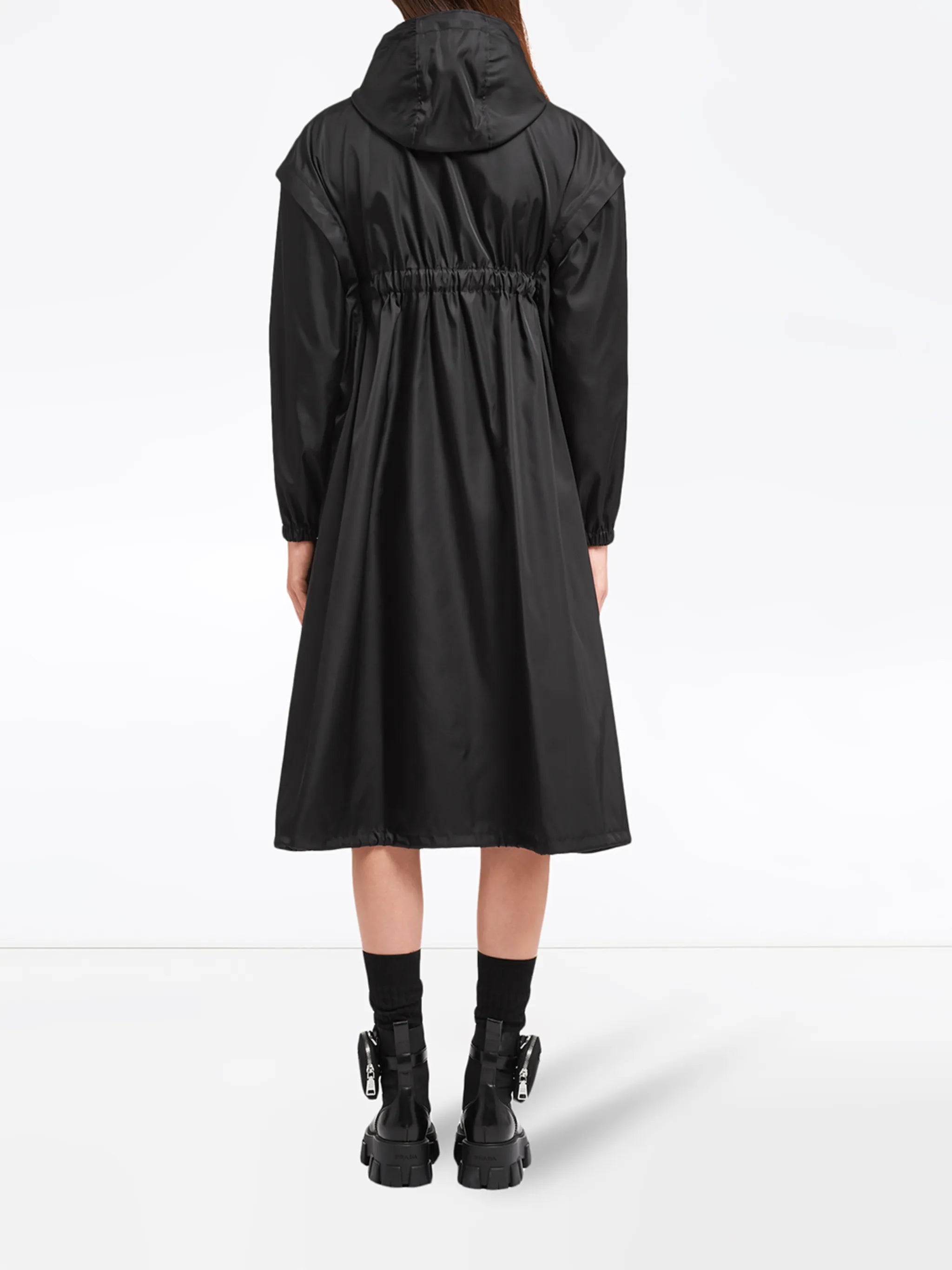 drop-shoulder hooded coat