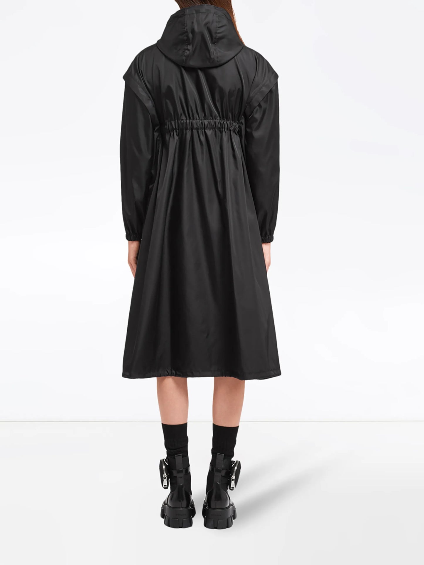 drop-shoulder hooded coat