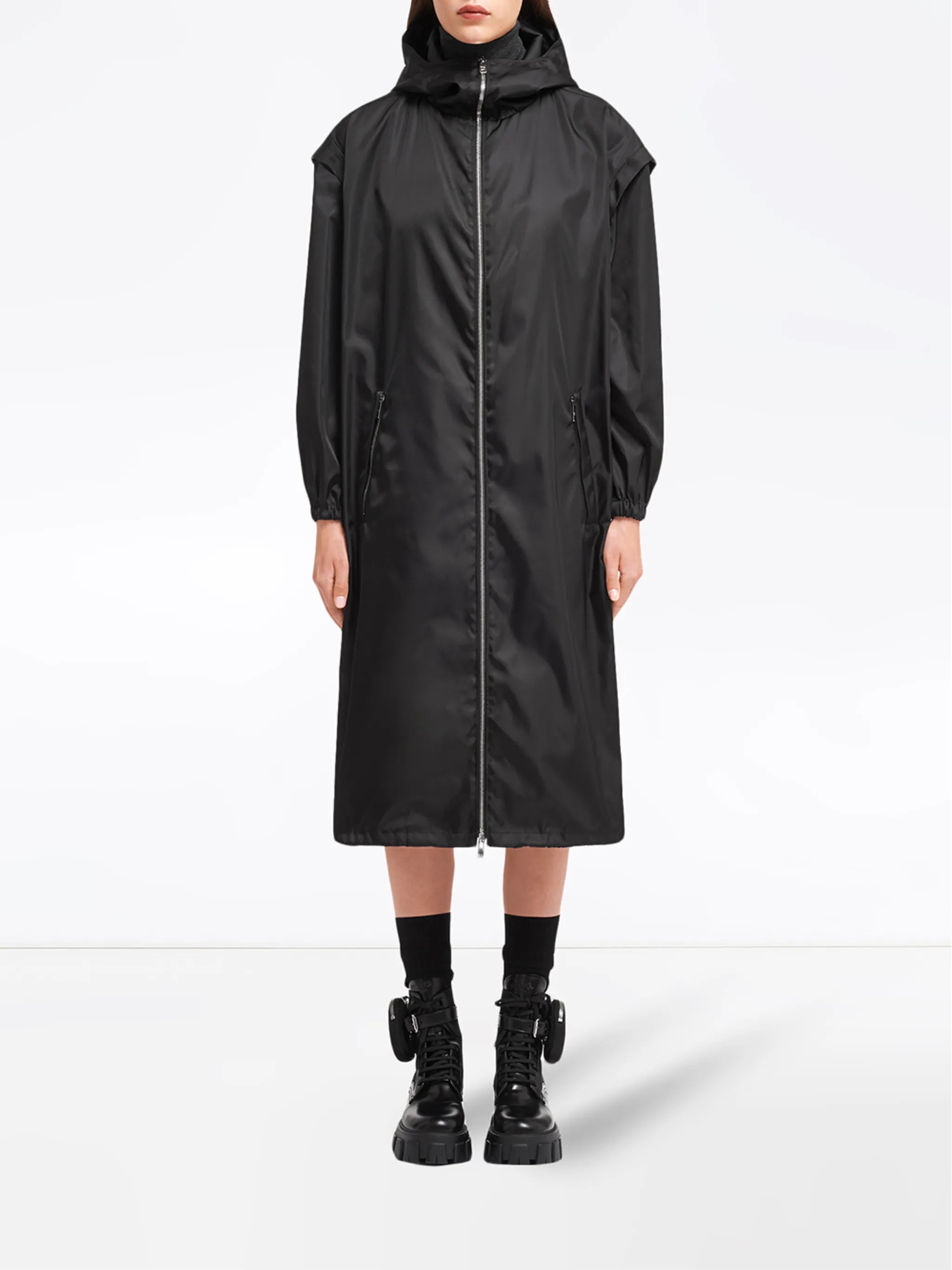 drop-shoulder hooded coat
