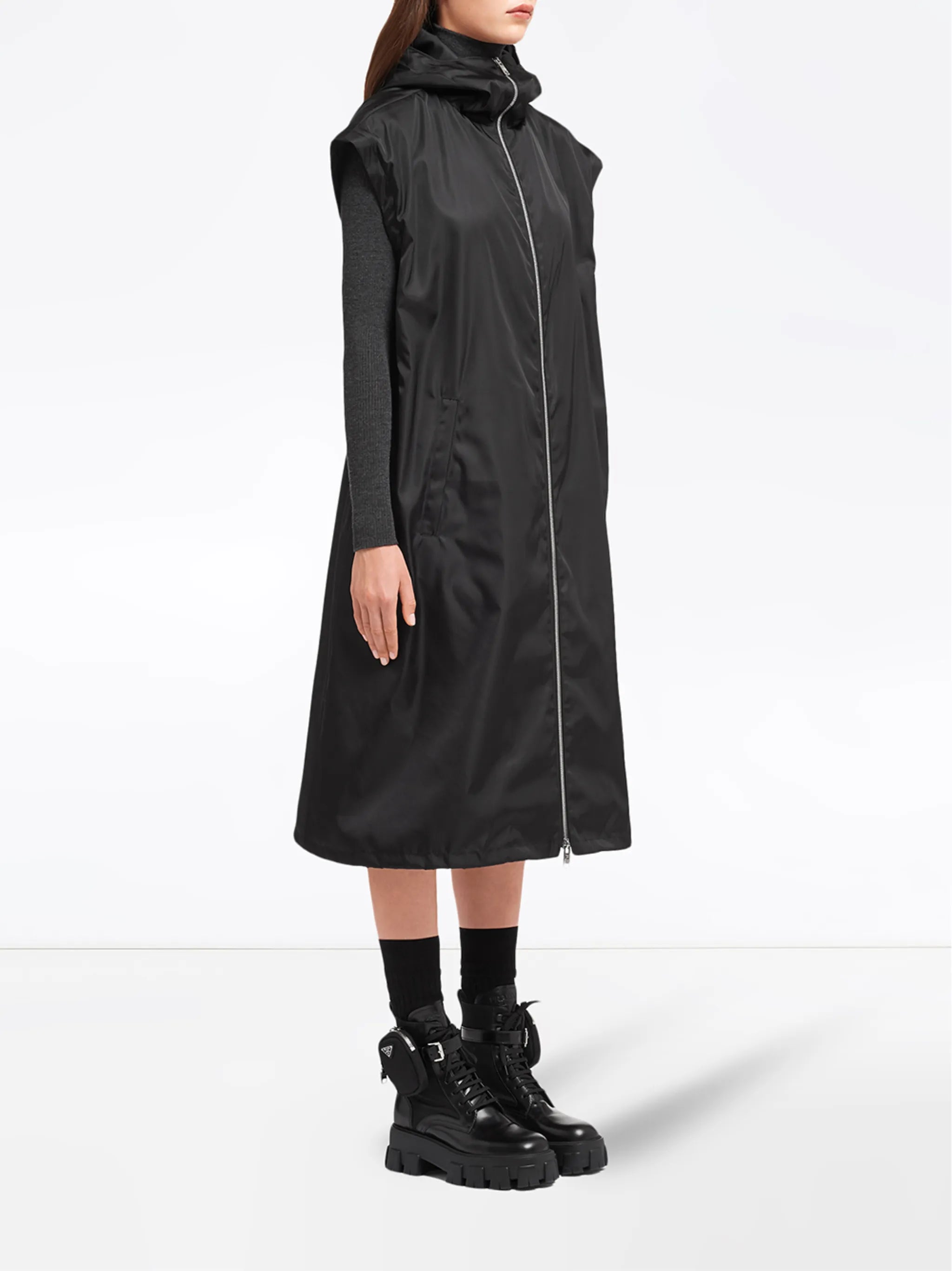 drop-shoulder hooded coat