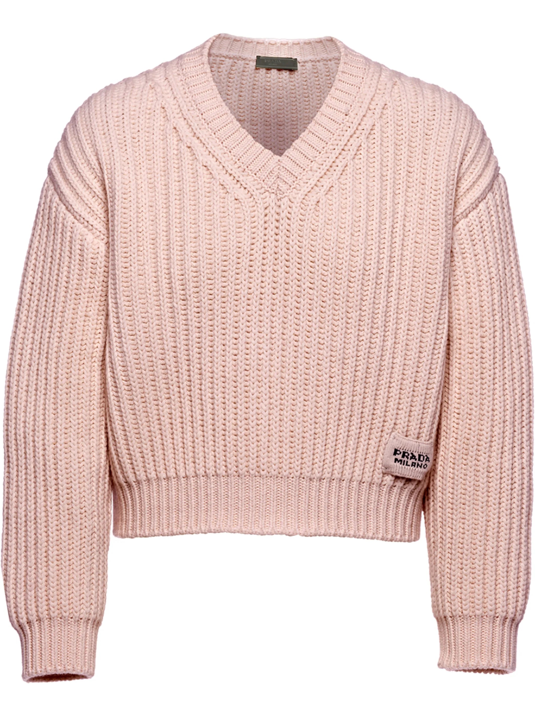 chunky-knit V-neck jumper