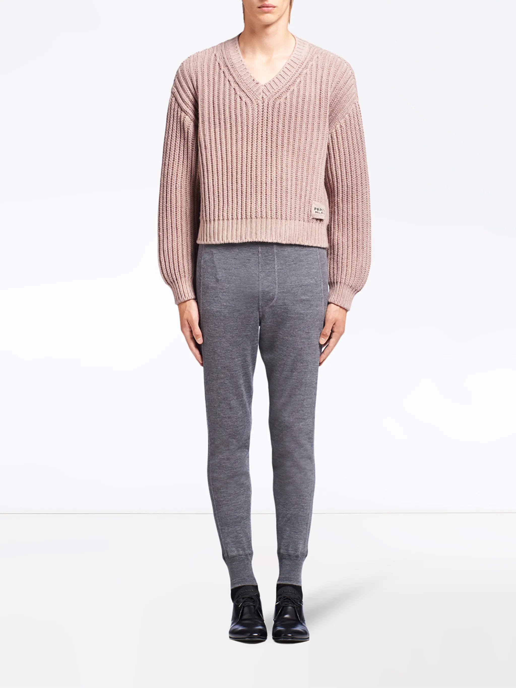 chunky-knit V-neck jumper
