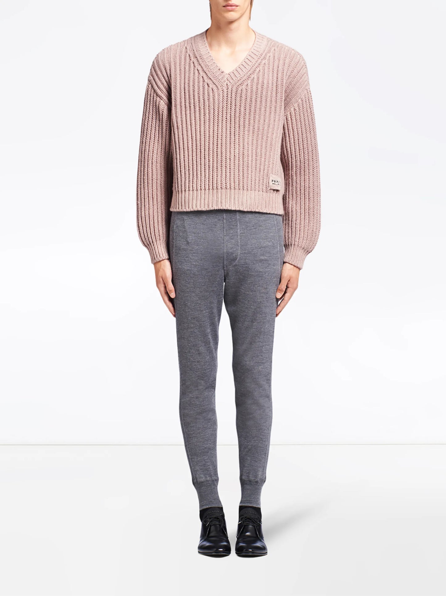 chunky-knit V-neck jumper