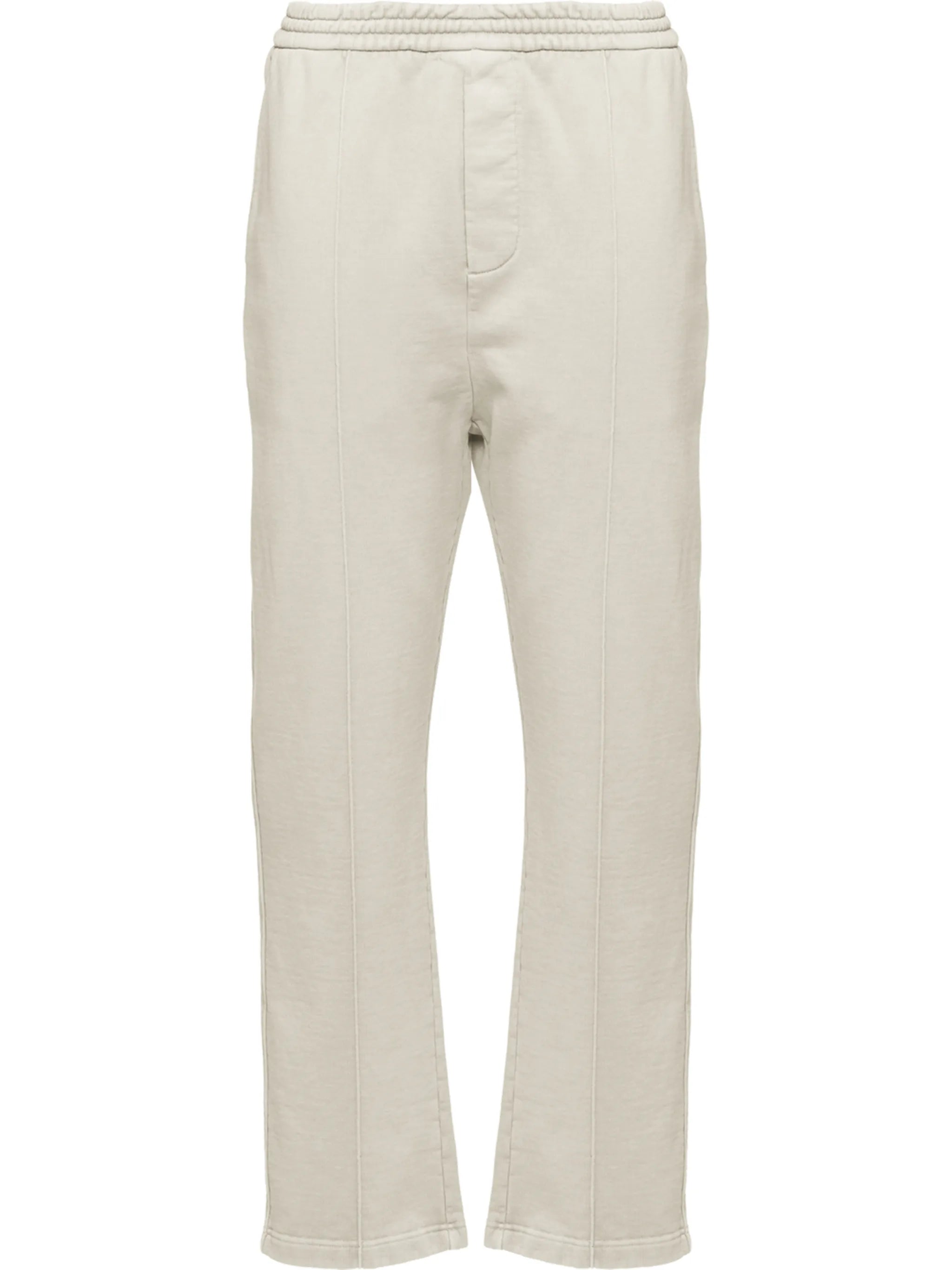 elasticated-waist straight-leg trousers