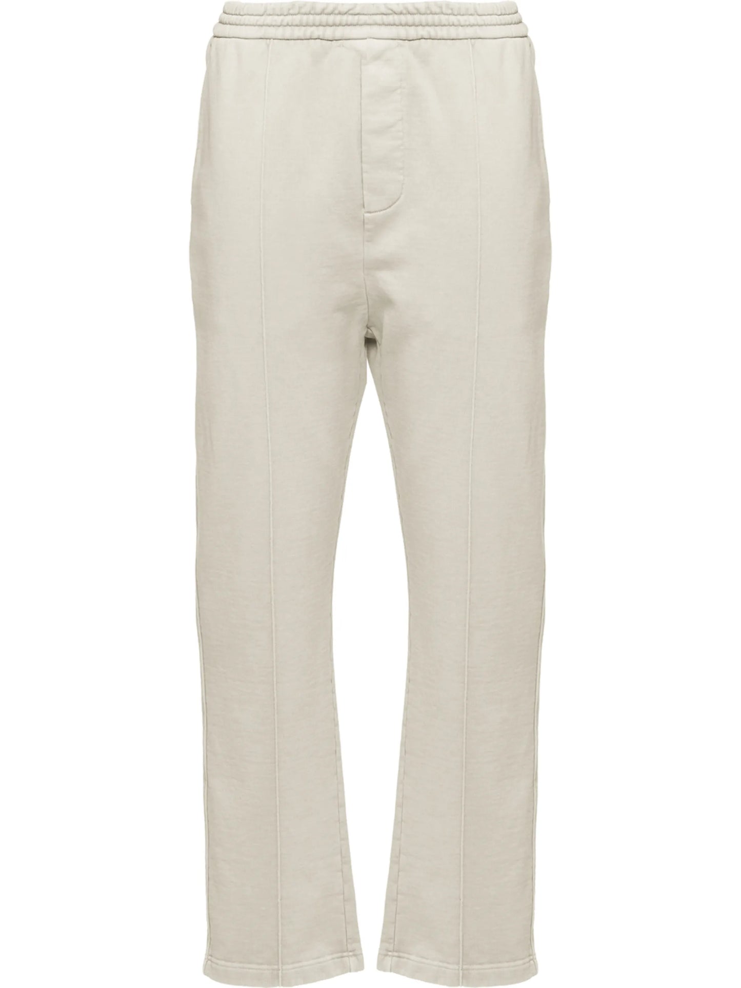 elasticated-waist straight-leg trousers