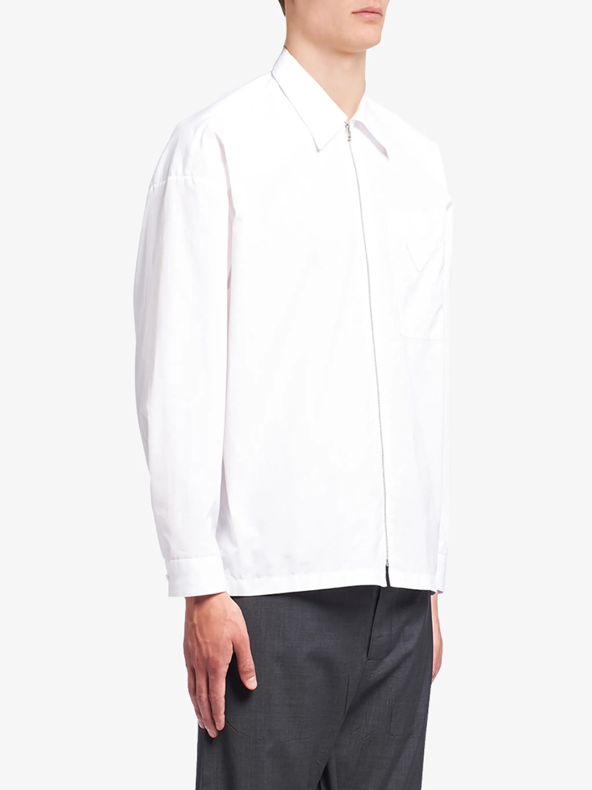 loose fit zip front shirt