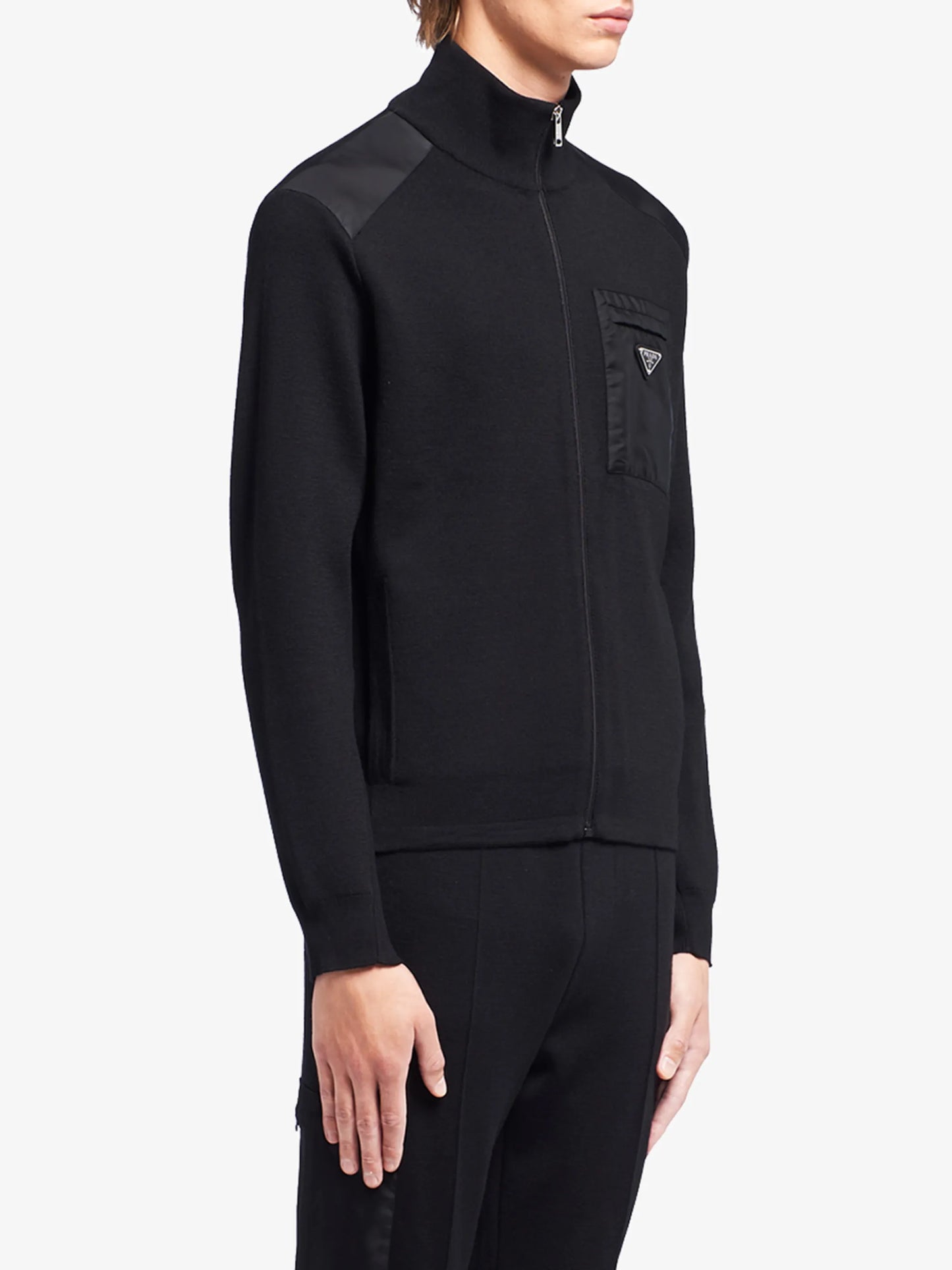 triangle logo zip-up cardigan