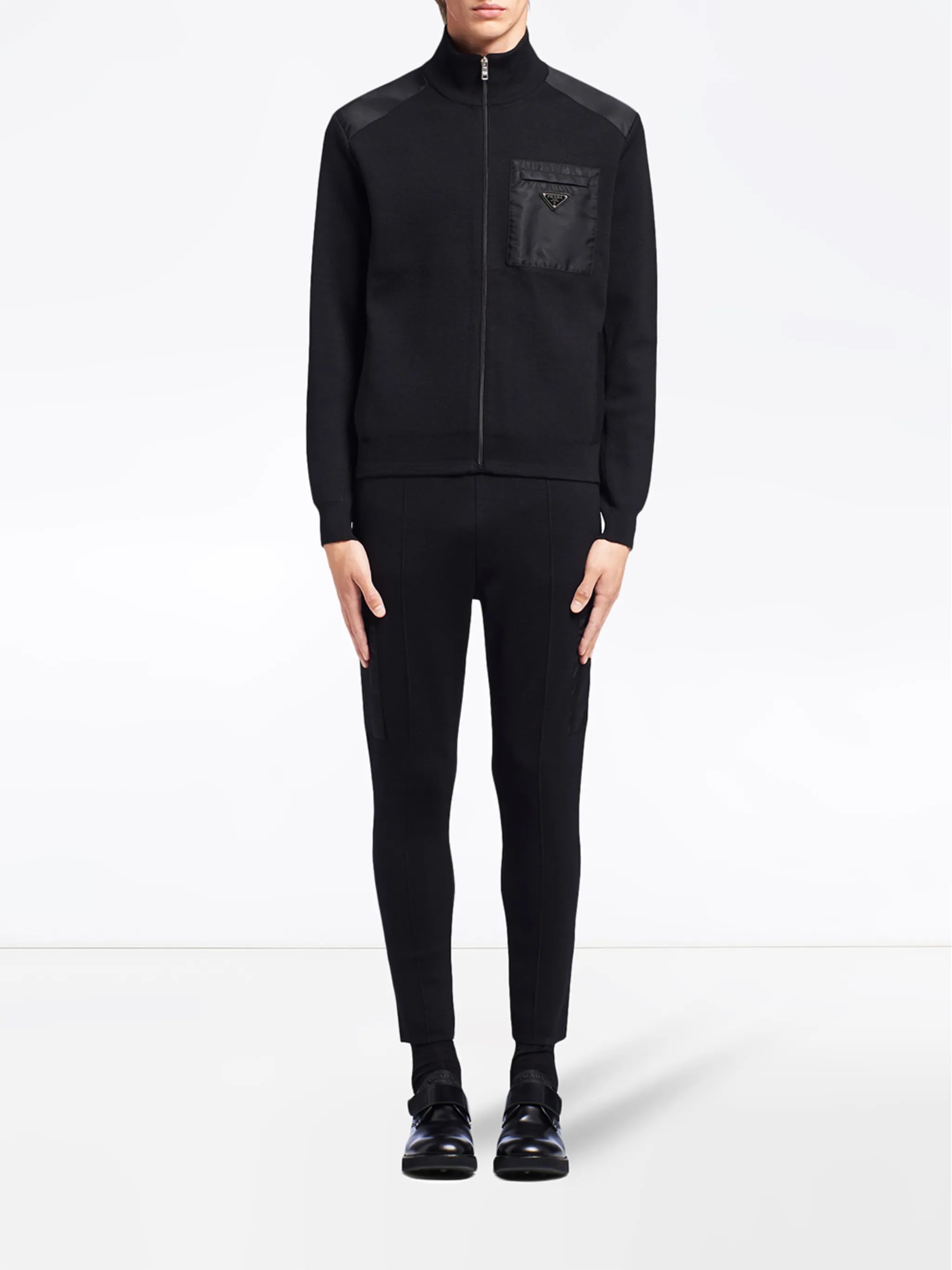 triangle logo zip-up cardigan