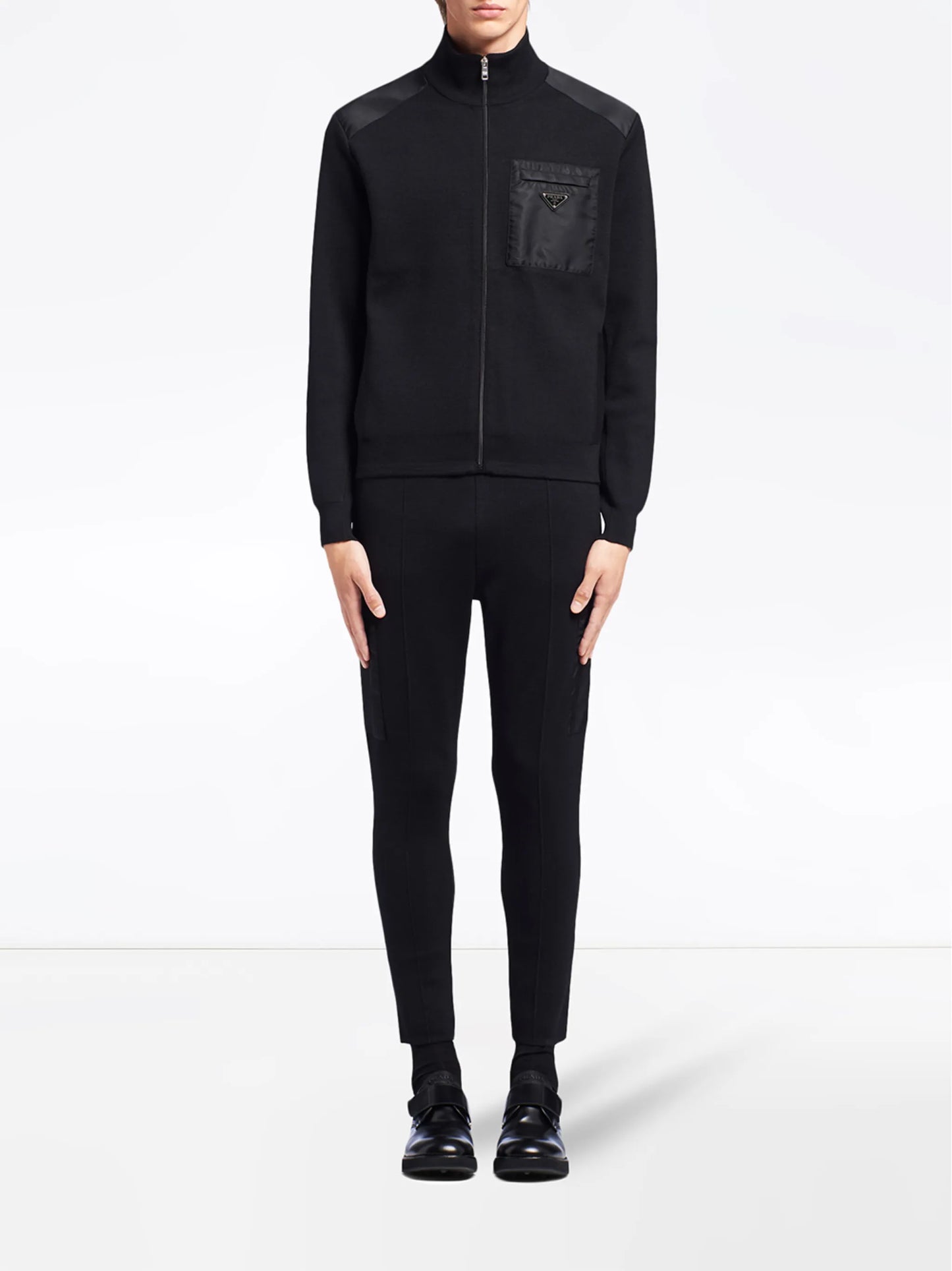 triangle logo zip-up cardigan