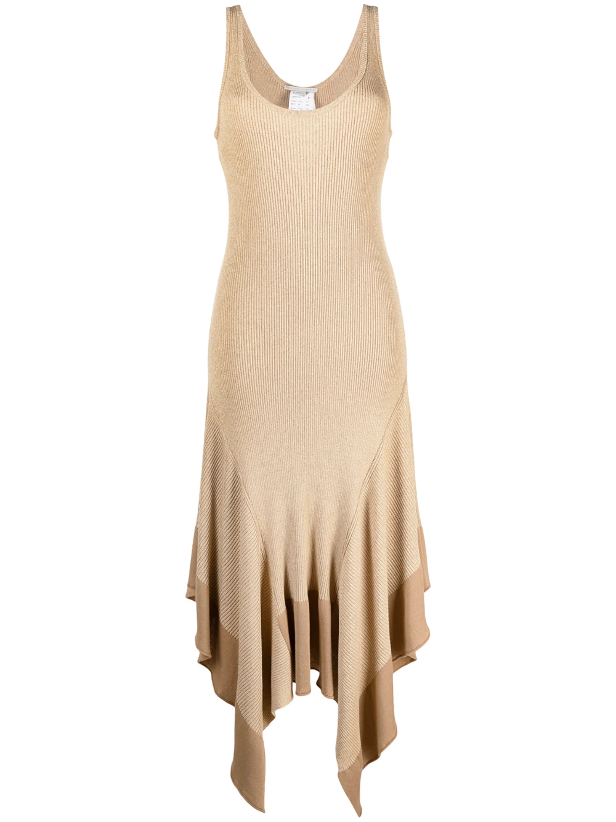rib-knit handkerchief-hem dress
