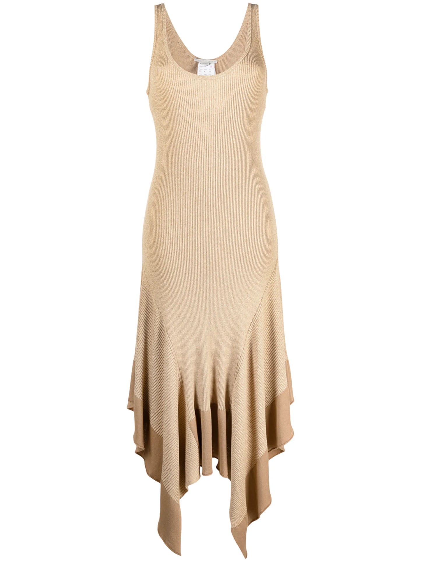 rib-knit handkerchief-hem dress