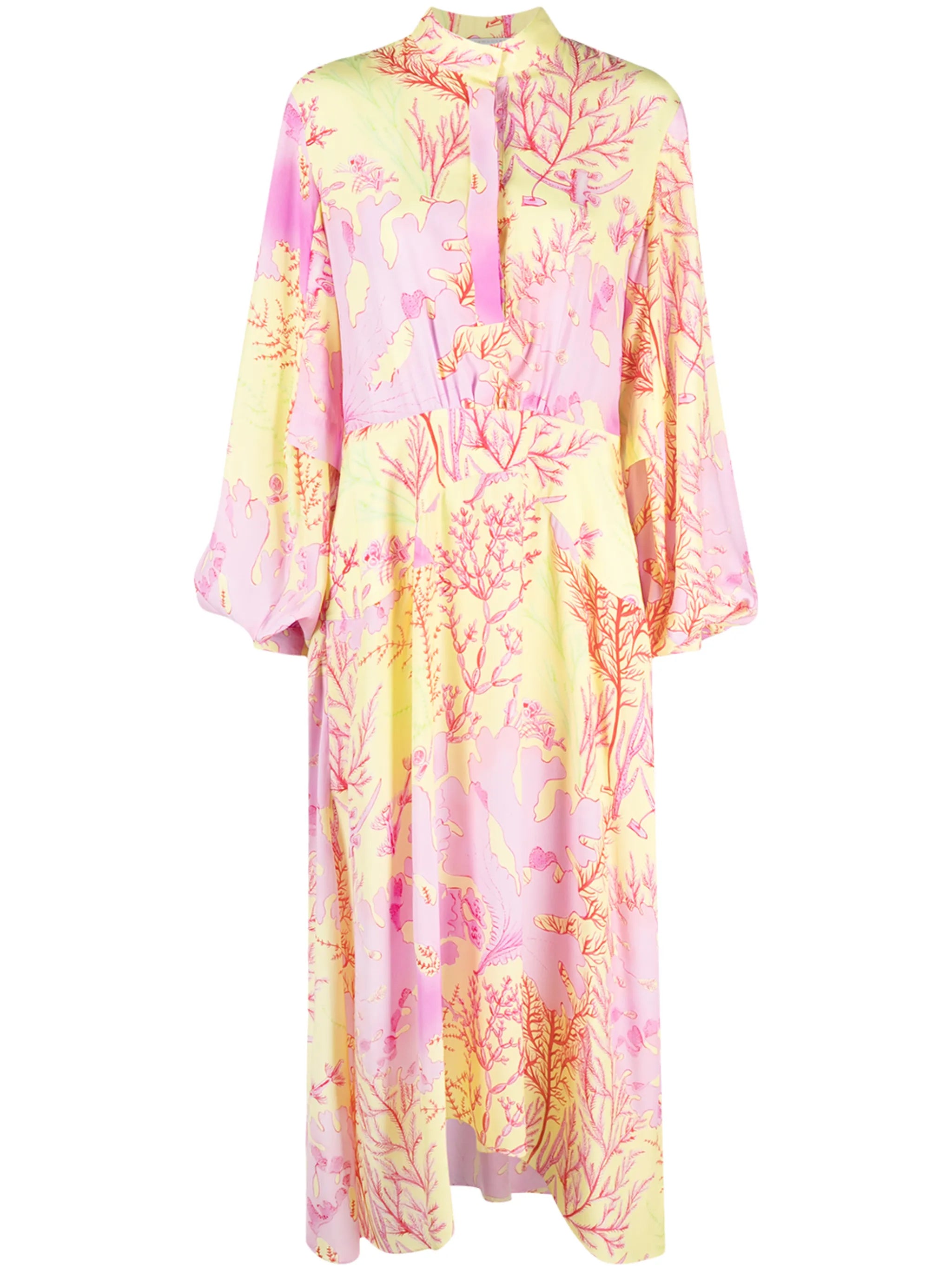 coral-print maxi-dress