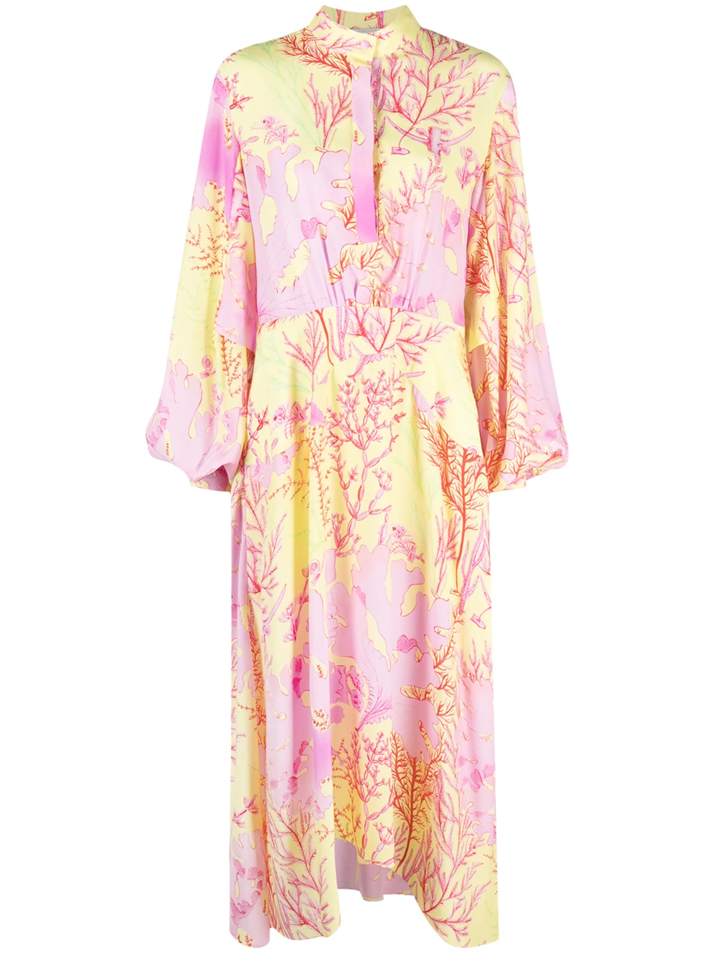 coral-print maxi-dress