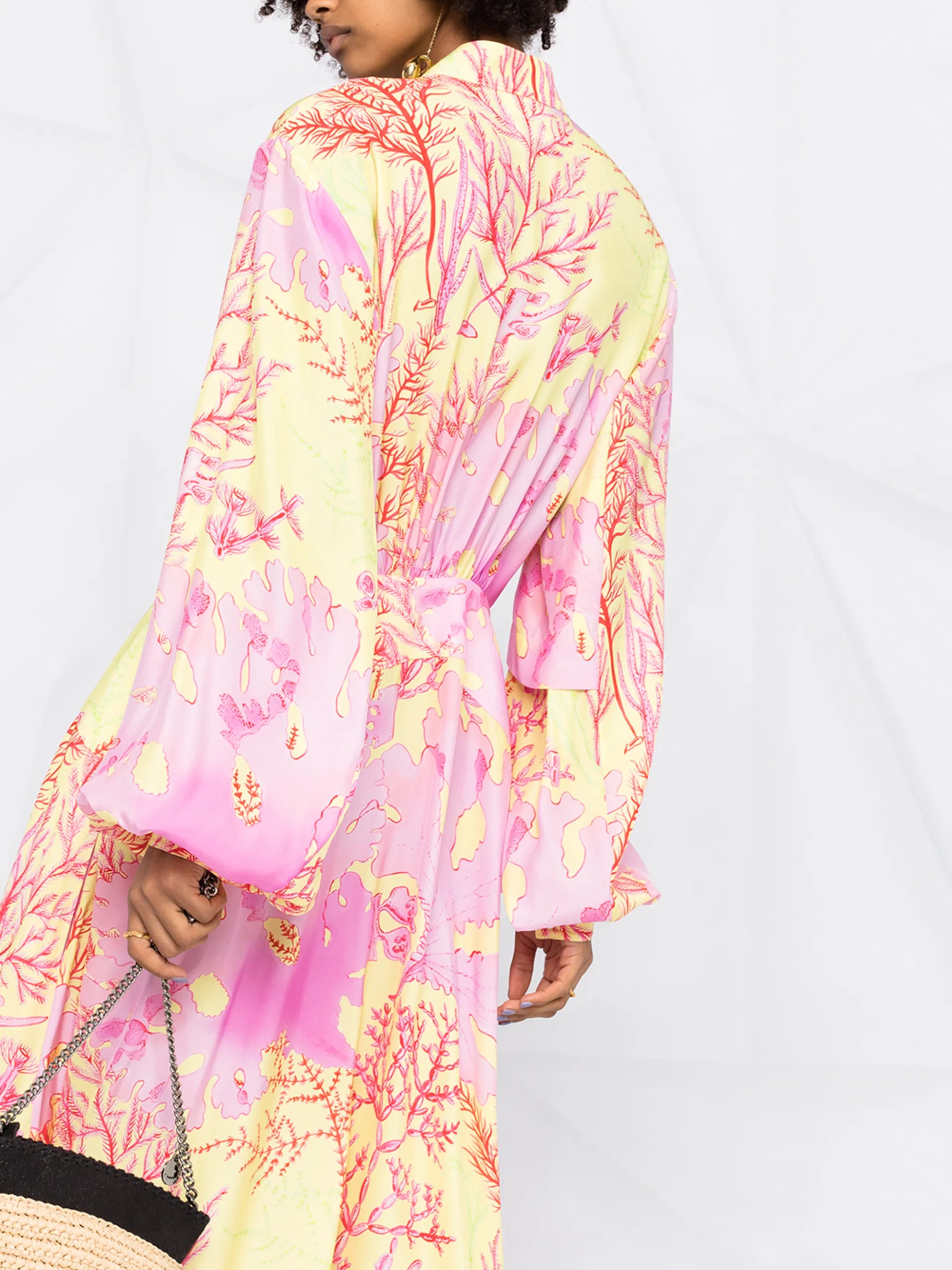 coral-print maxi-dress