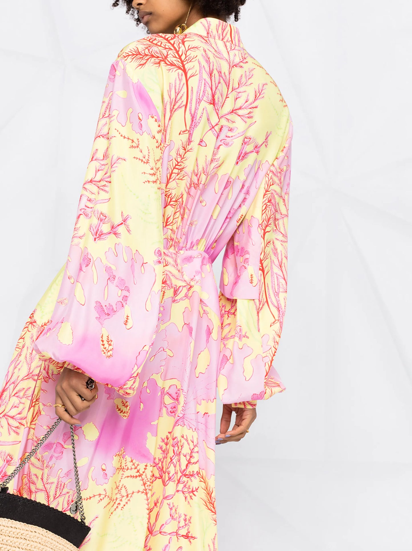 coral-print maxi-dress
