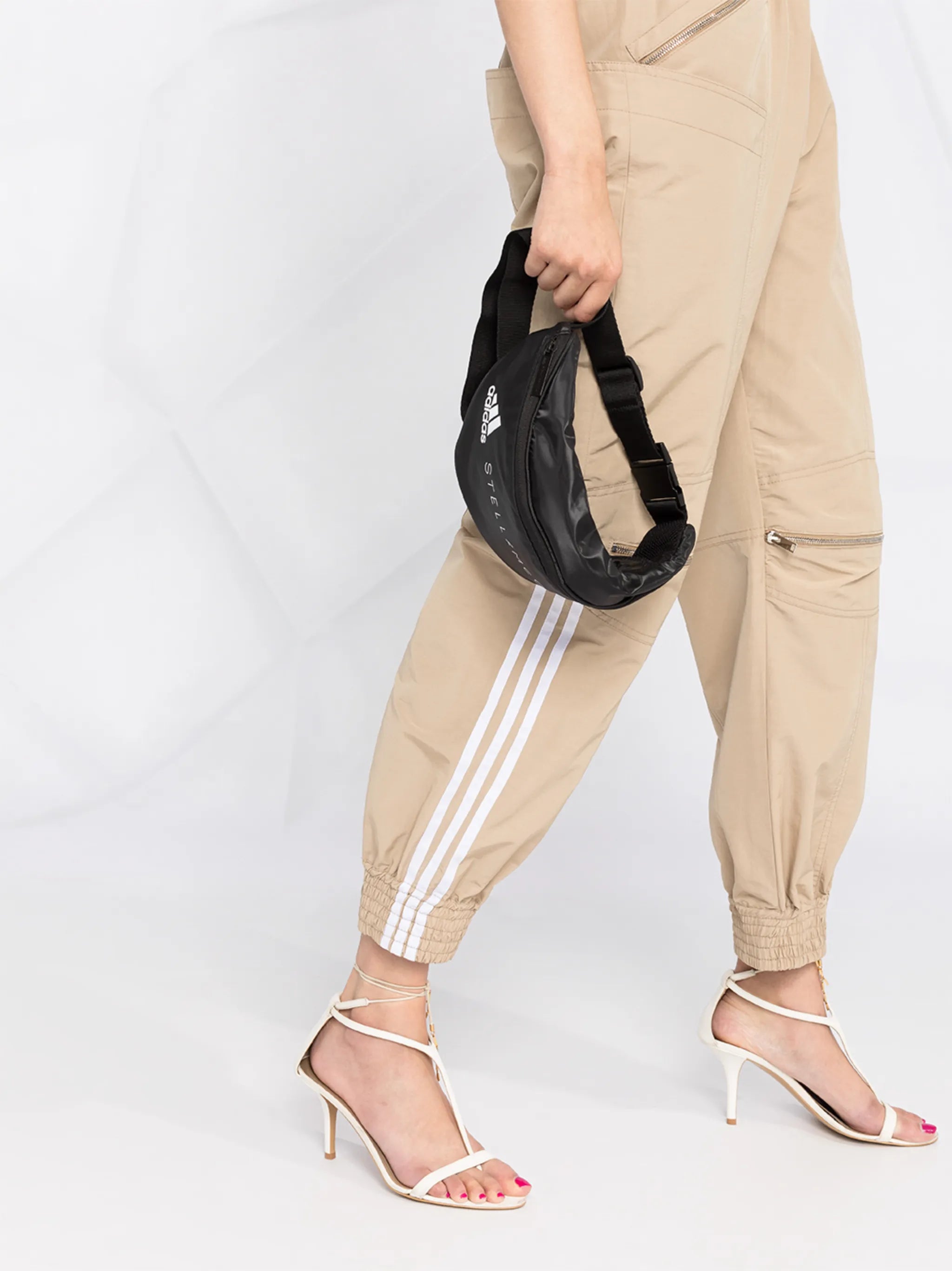 logo stripe zip front track pants