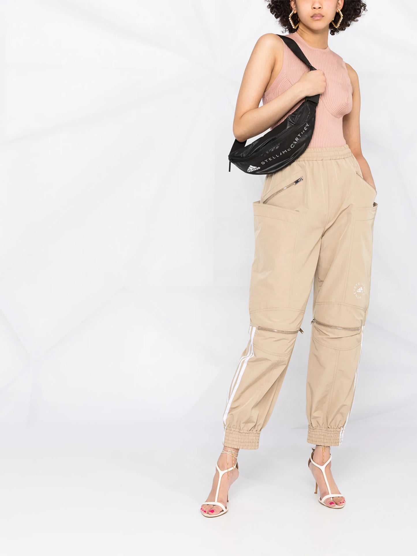 logo stripe zip front track pants