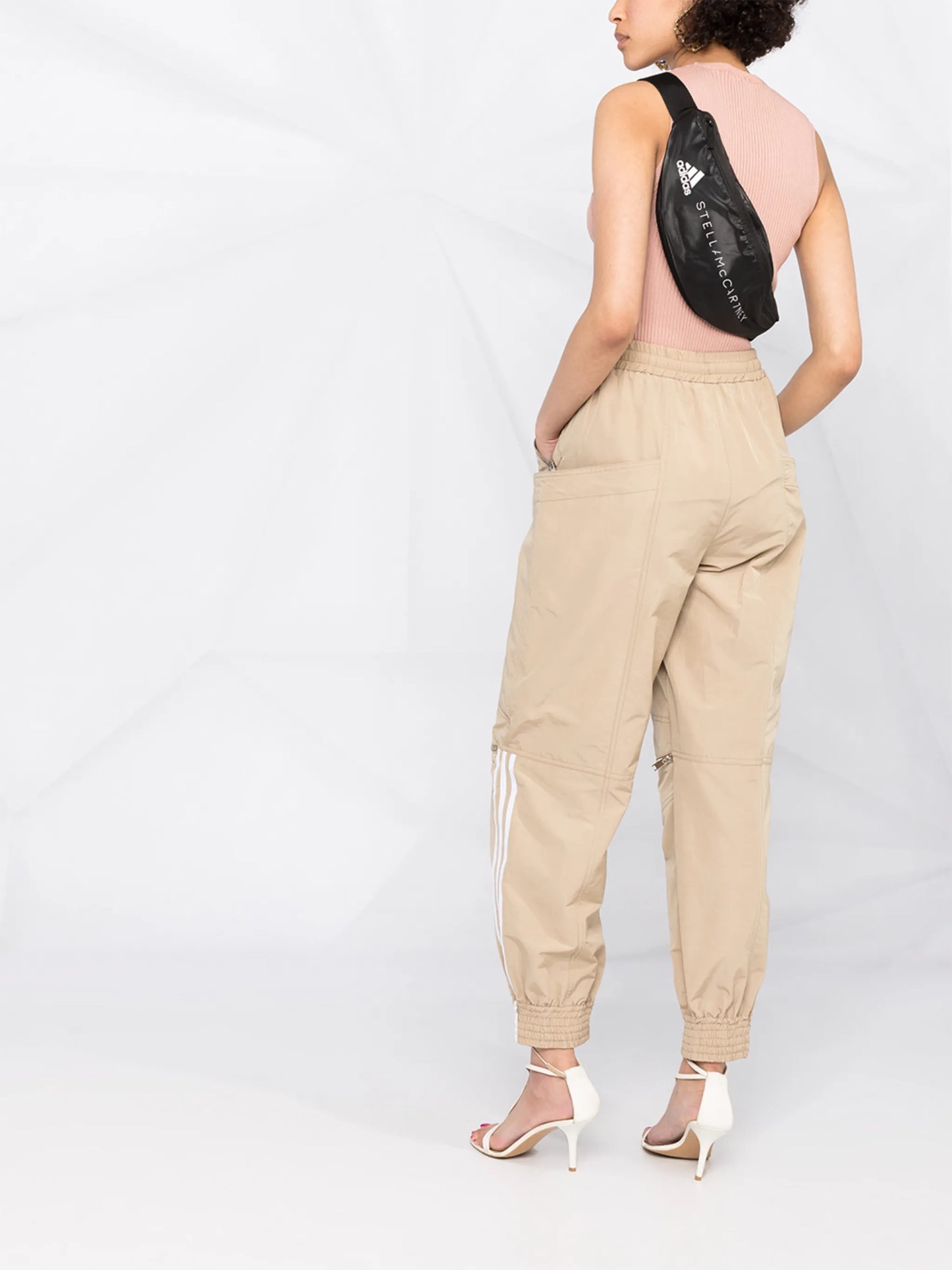 logo stripe zip front track pants