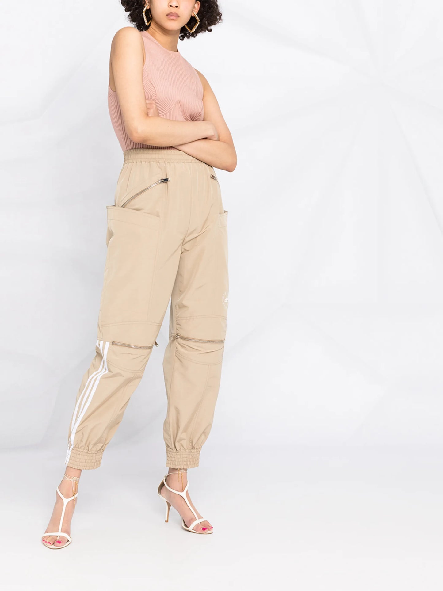 logo stripe zip front track pants