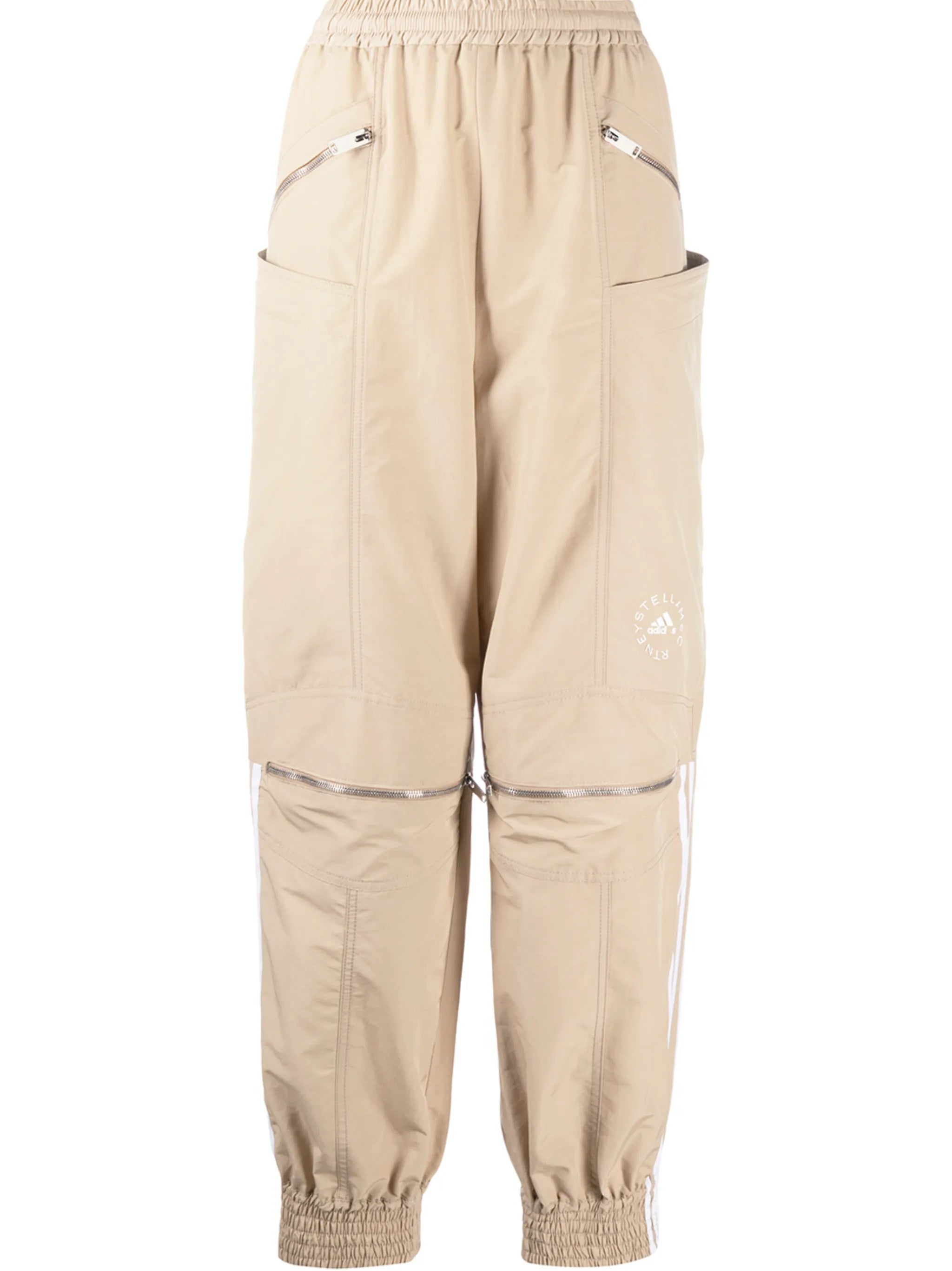 logo stripe zip front track pants