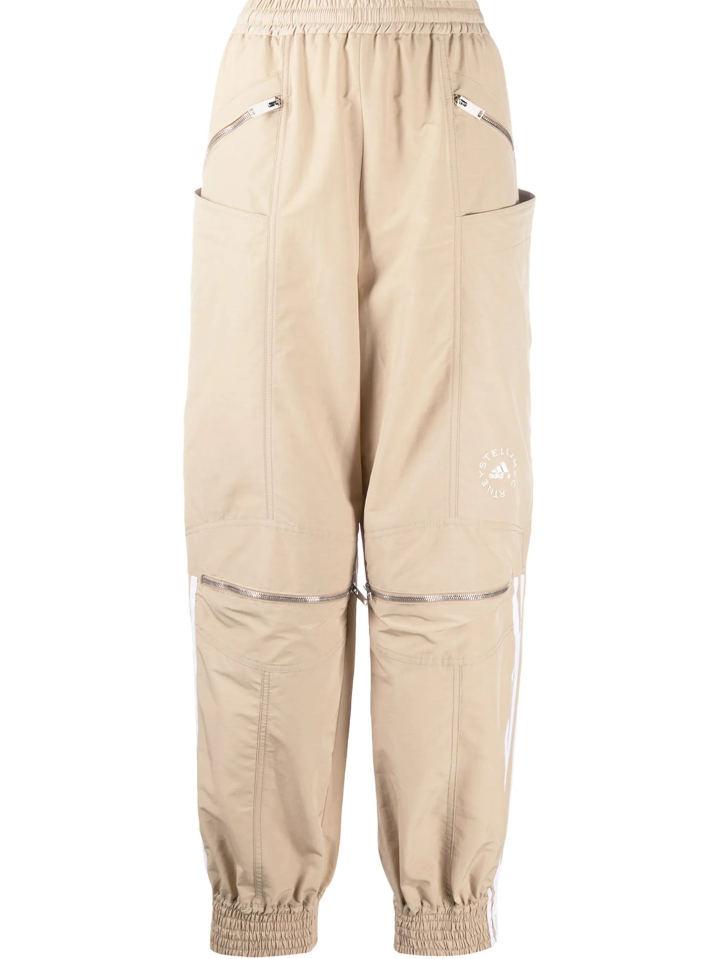 logo stripe zip front track pants