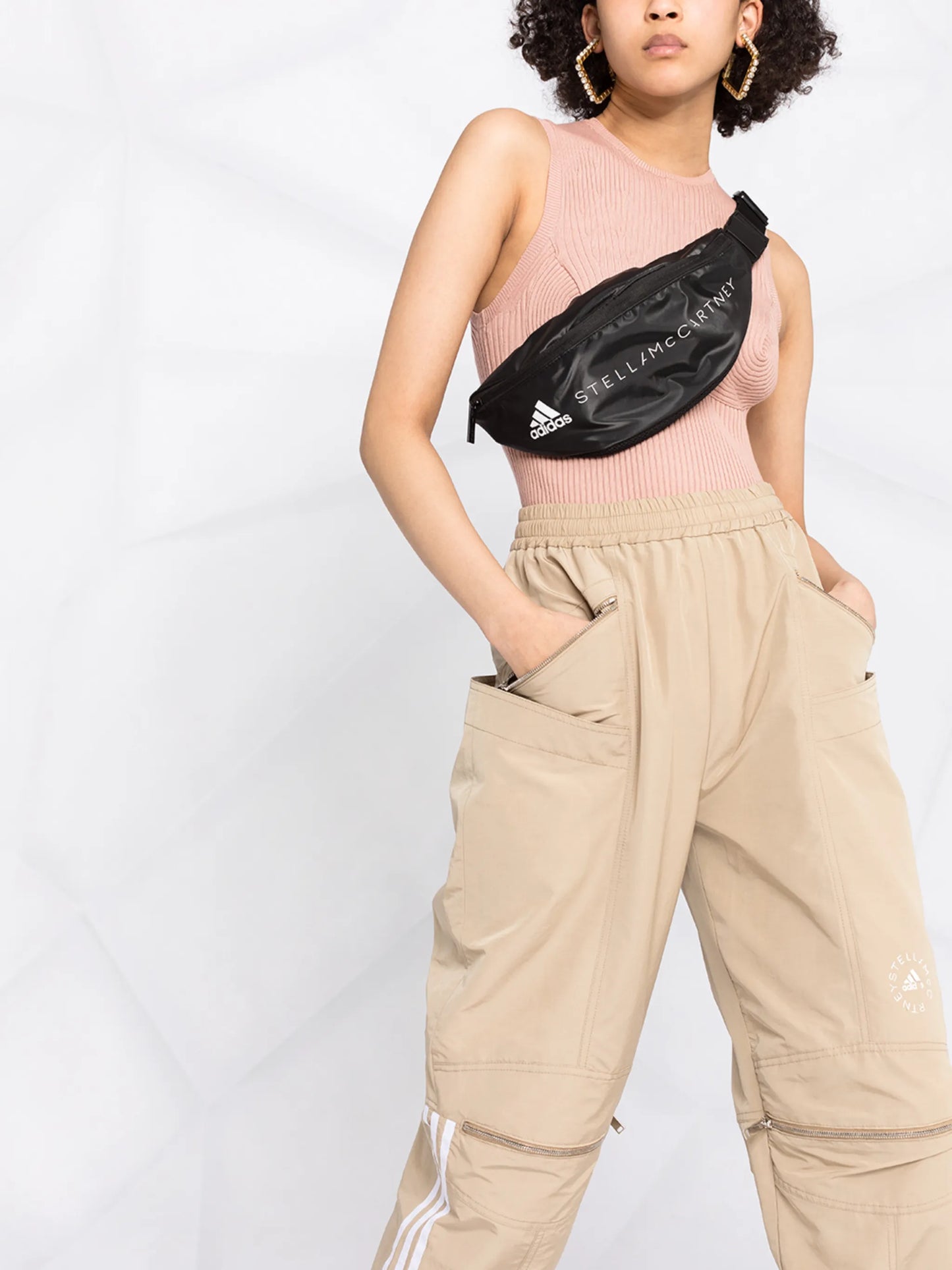 logo stripe zip front track pants
