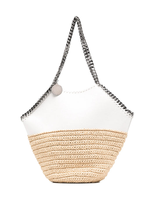 Falabella panelled straw shoulder bag