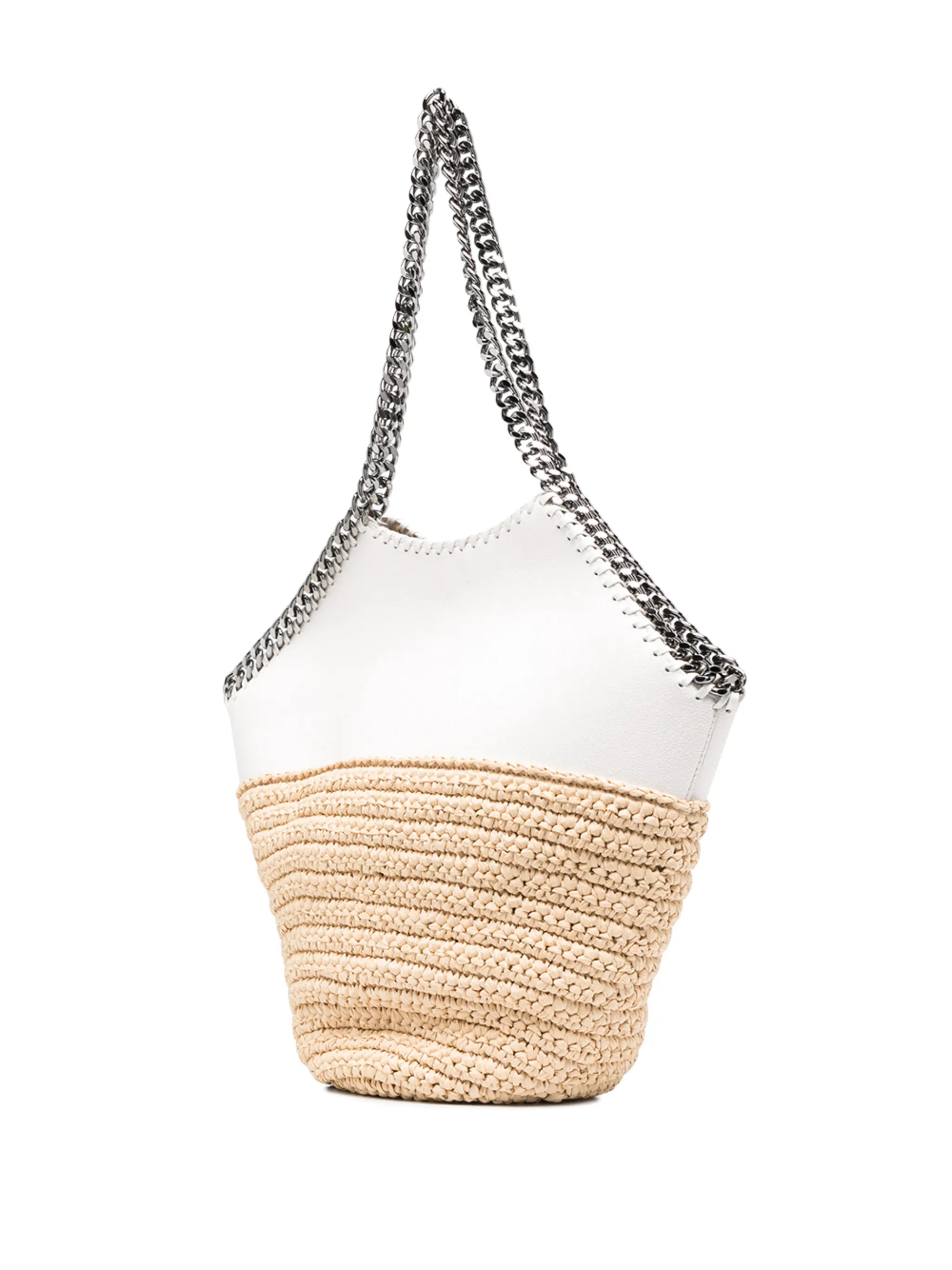 Falabella panelled straw shoulder bag