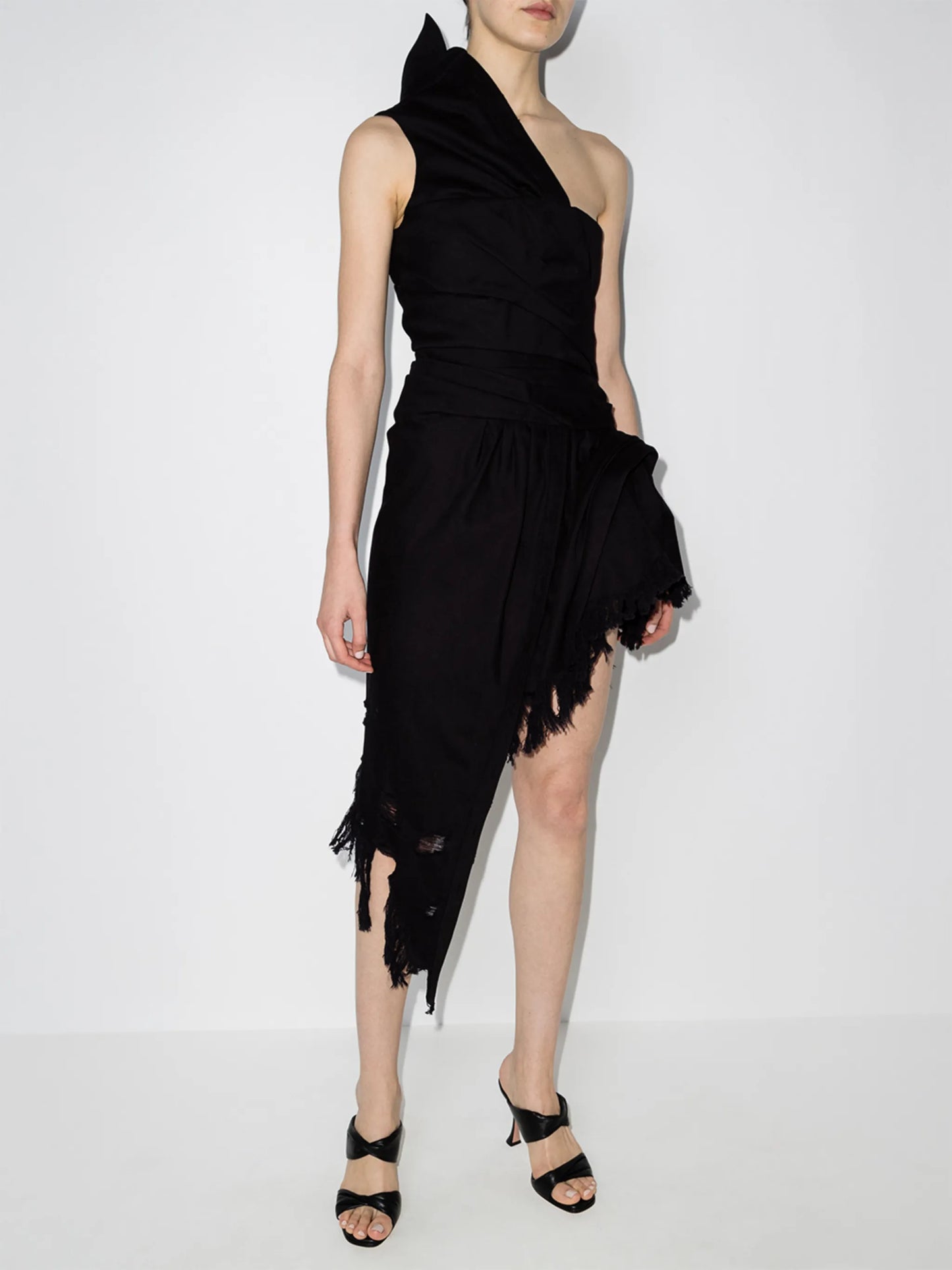 one-shoulder asymmetric fitted dress