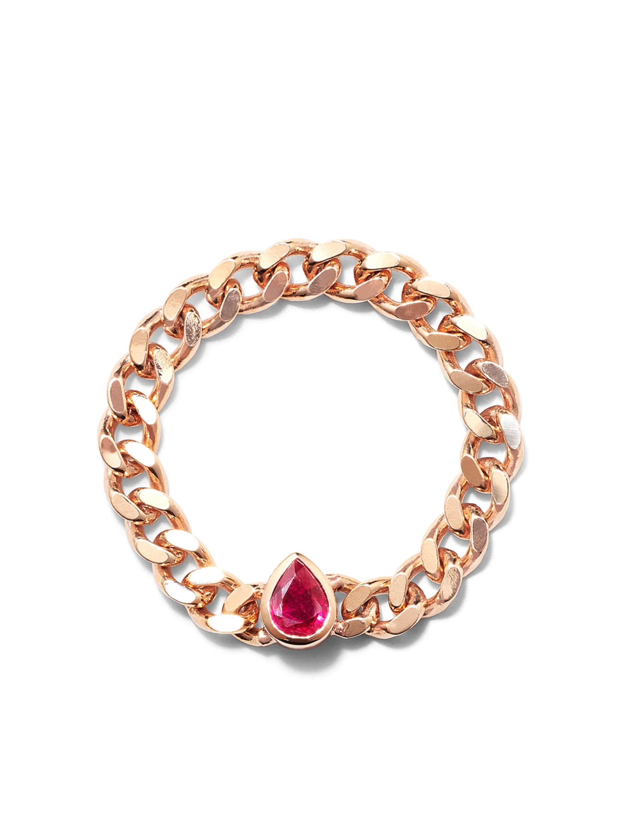 14kt rose gold Chain ruby ring