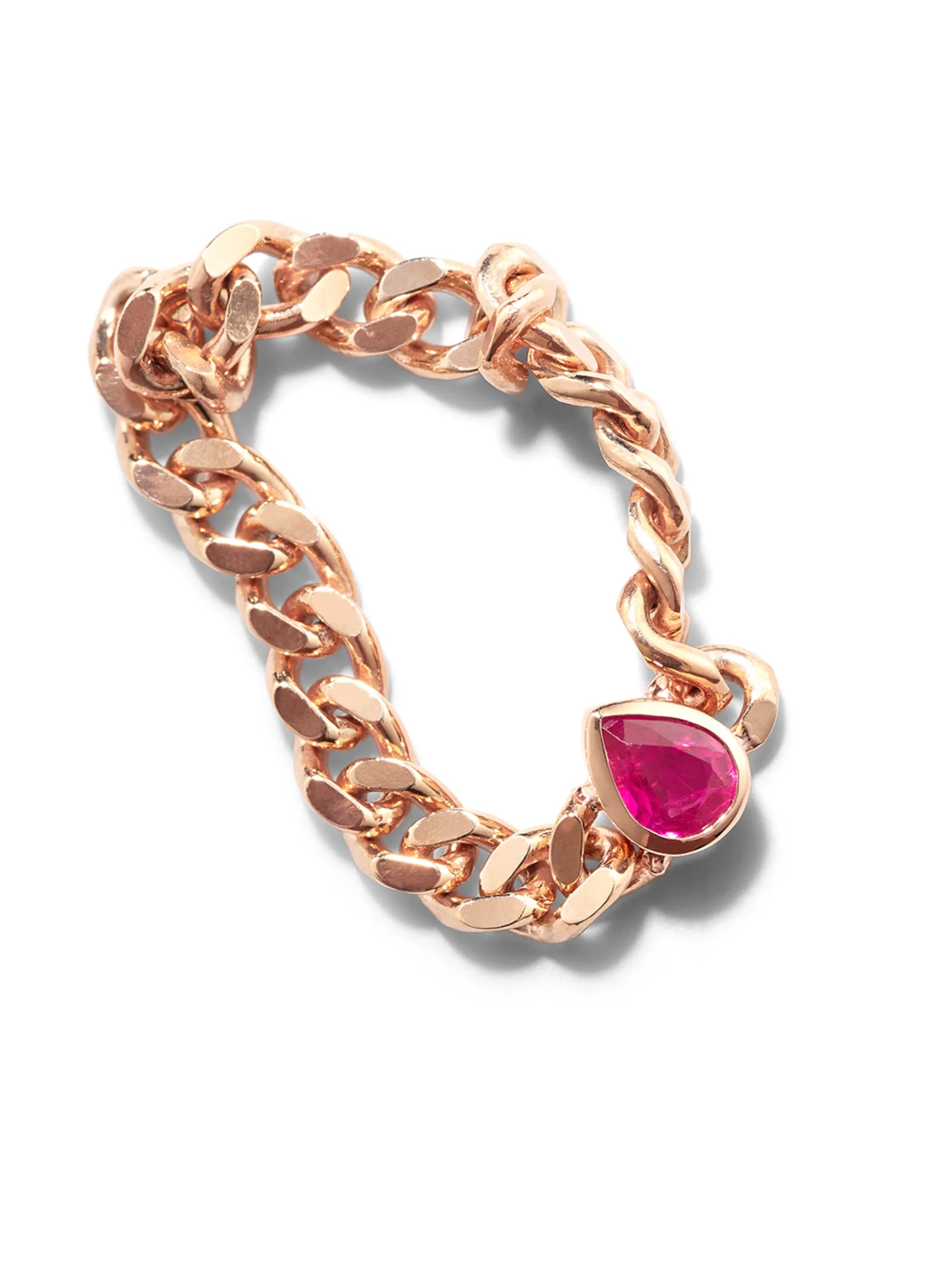 14kt rose gold Chain ruby ring